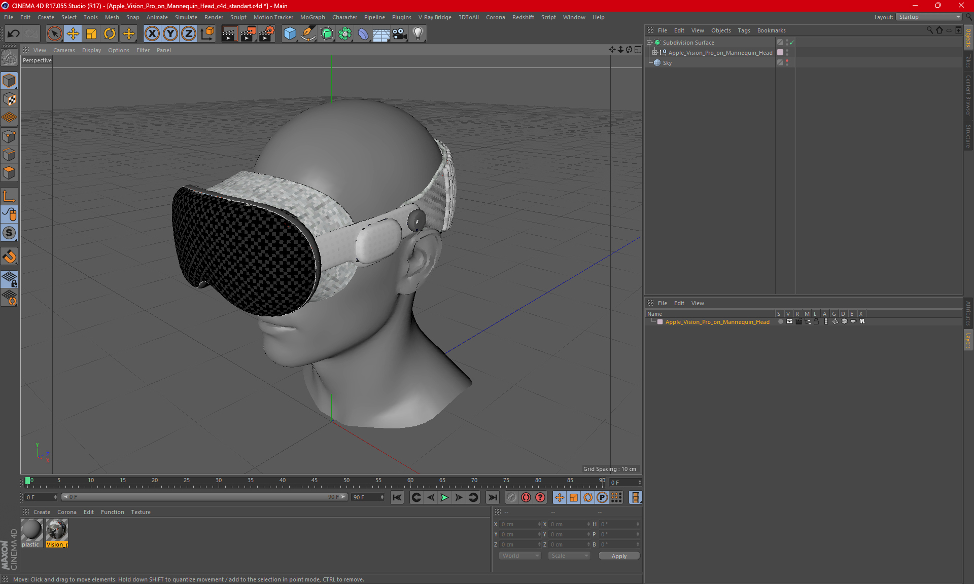 Apple Vision Pro on Mannequin Head 3D model