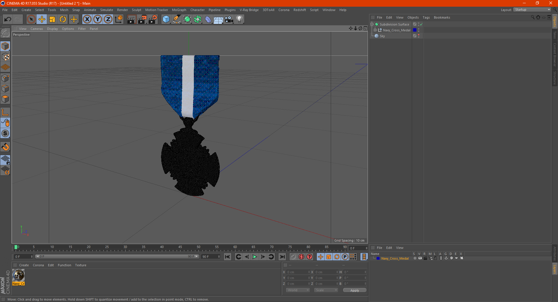 3D Navy Cross Medal