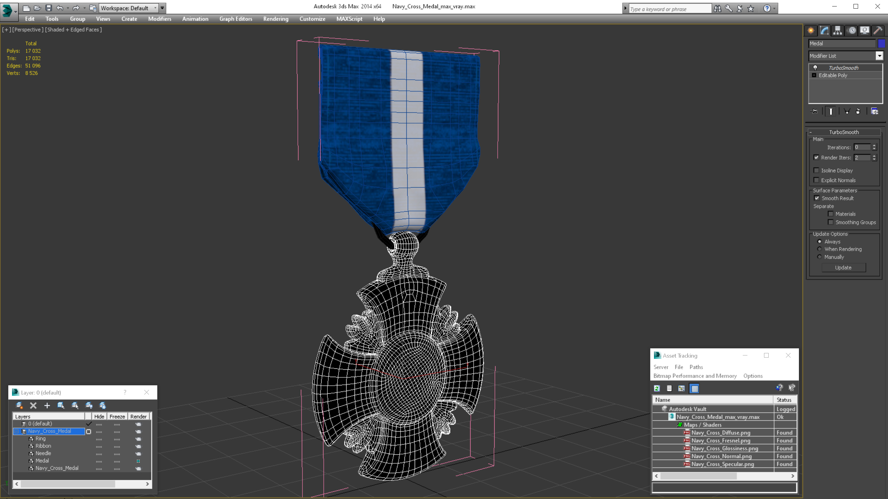 3D Navy Cross Medal