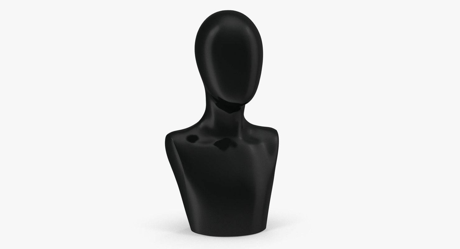 Female Plastic Abstract Mannequin Head Black 3D model