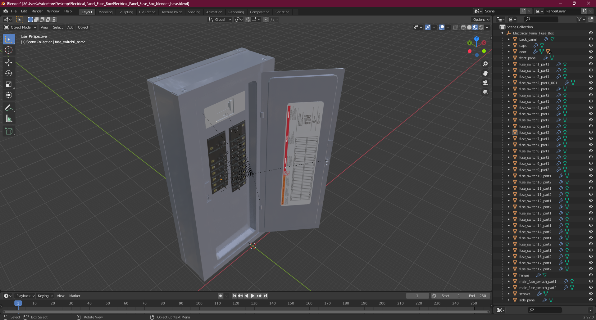 3D model Electrical Panel Fuse Box