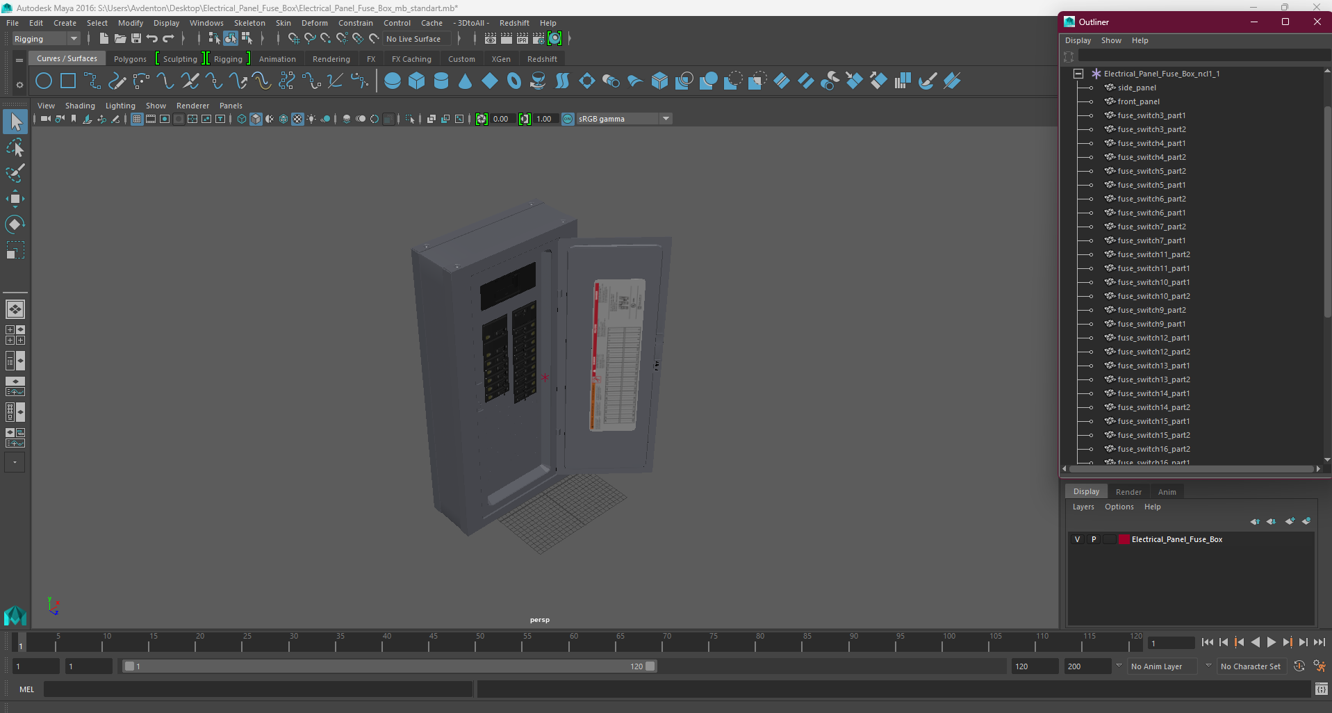 3D model Electrical Panel Fuse Box