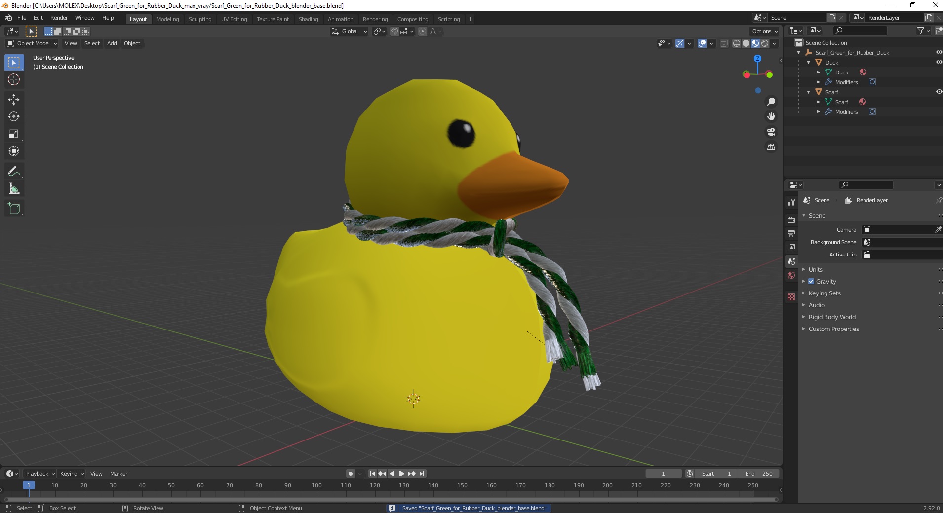 Scarf Green for Rubber Duck 3D