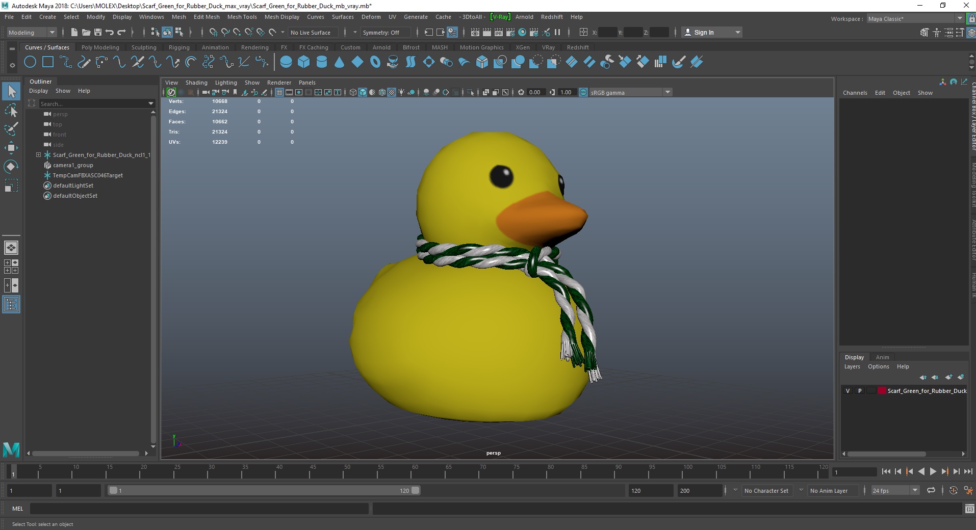 Scarf Green for Rubber Duck 3D