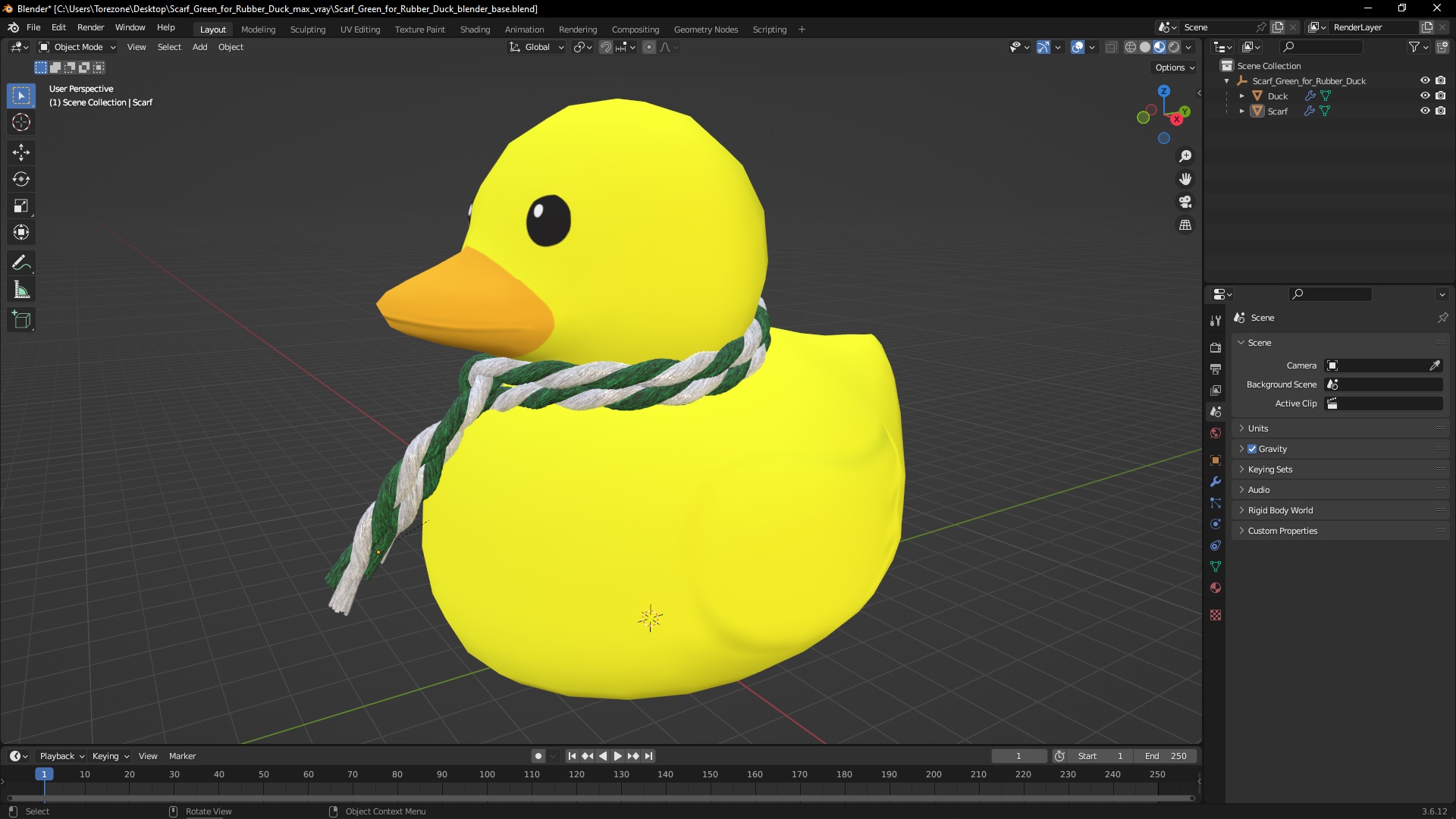 Scarf Green for Rubber Duck 3D