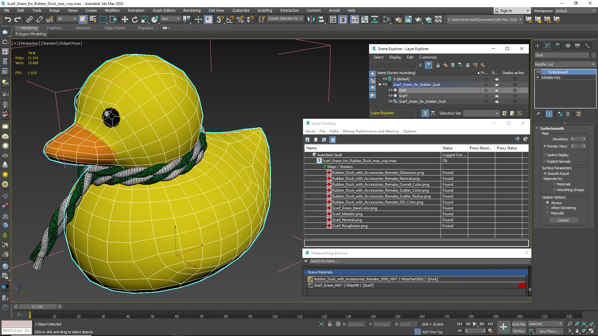 Scarf Green for Rubber Duck 3D