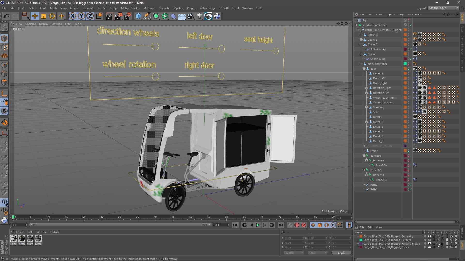 Cargo Bike EAV DPD Rigged for Cinema 4D 3D model