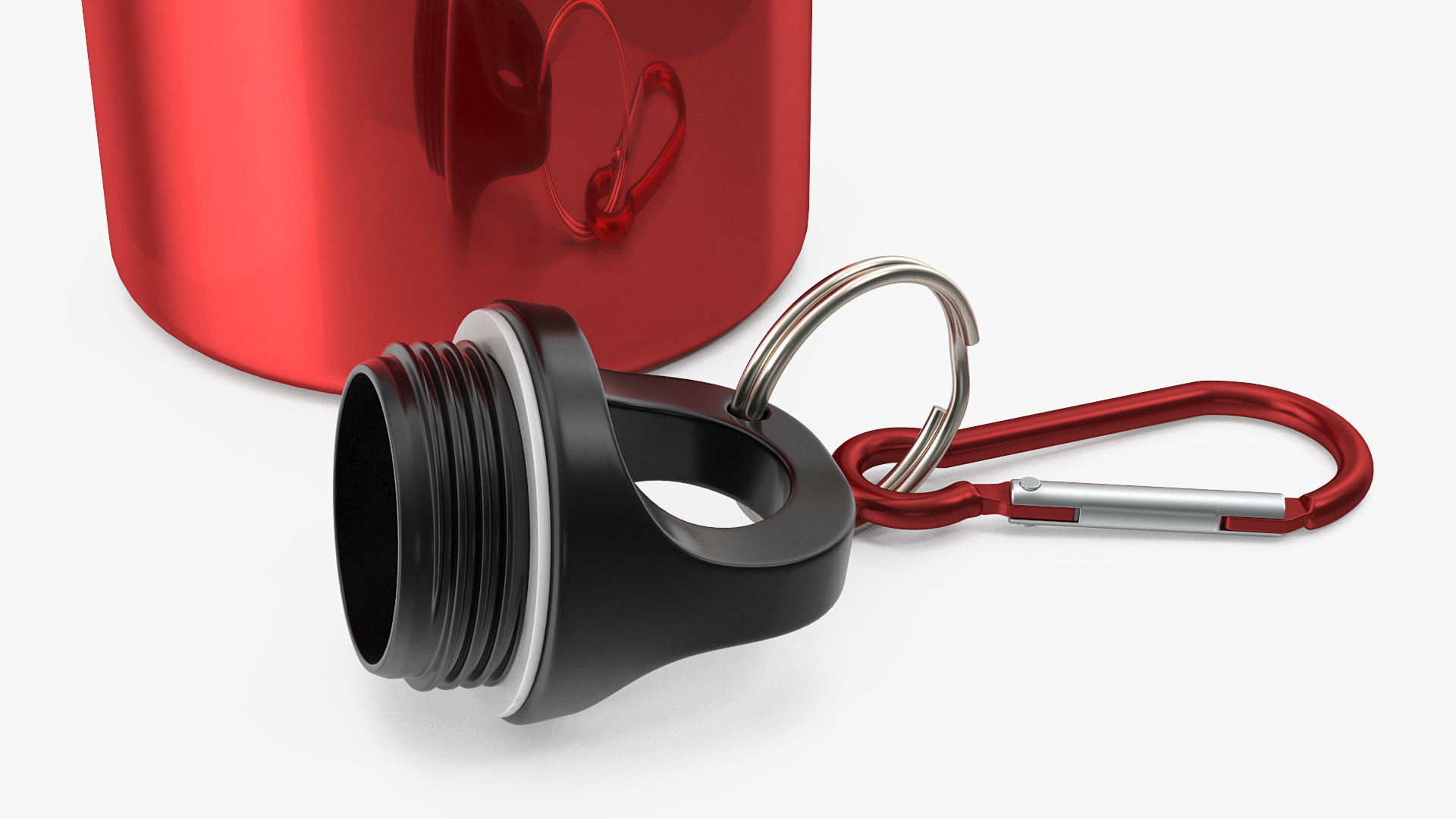 Opened Lightweight Red Aluminum Water Bottle 3D model