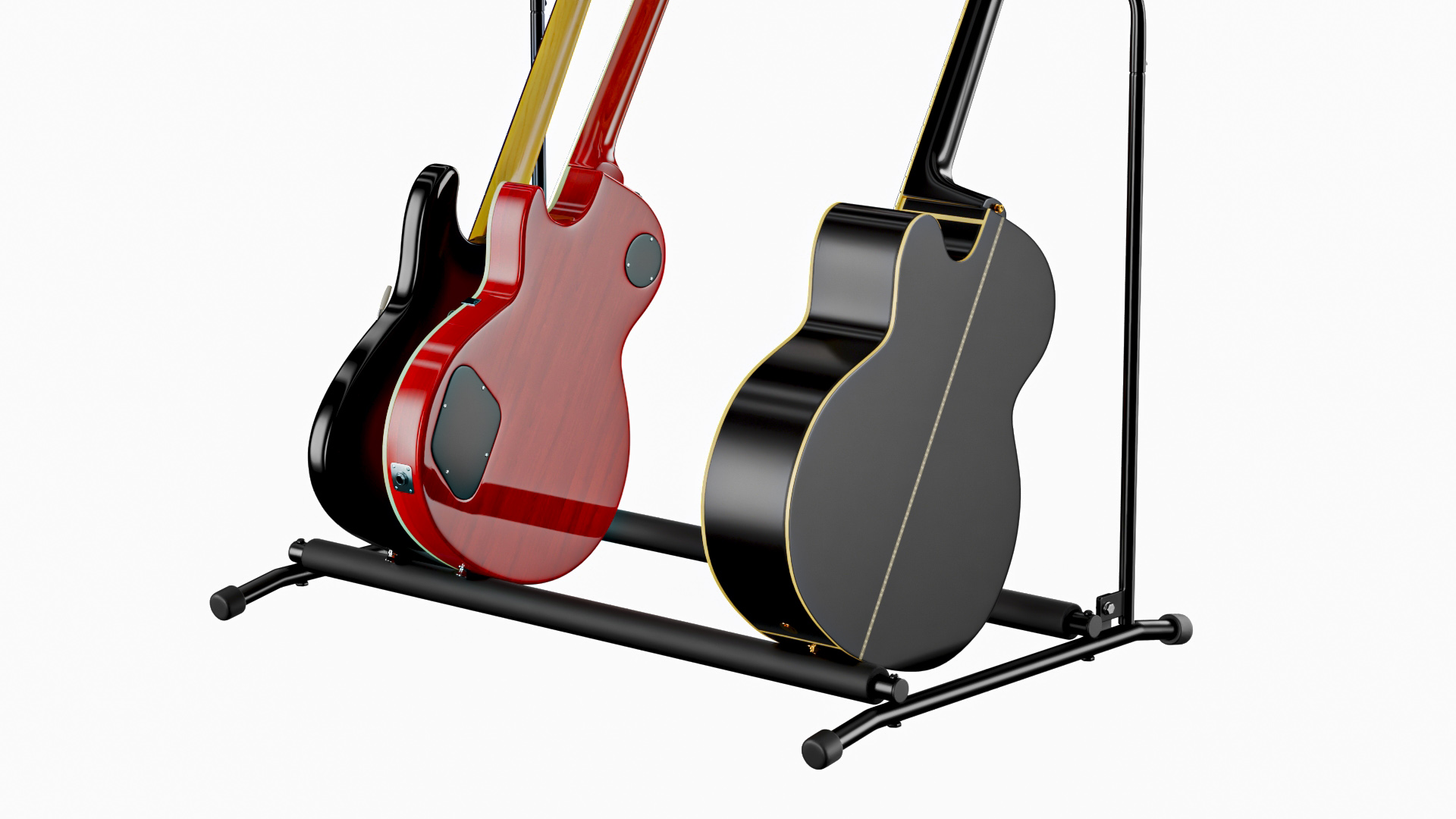 Multiple Guitar Rack Stand with Guitars 3D model