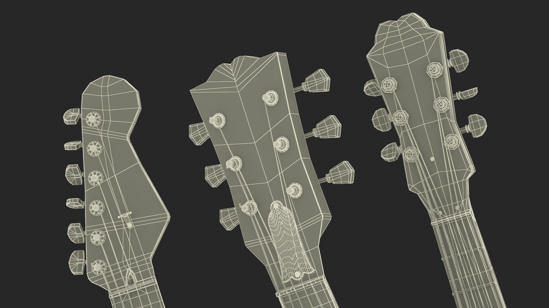 Multiple Guitar Rack Stand with Guitars 3D model