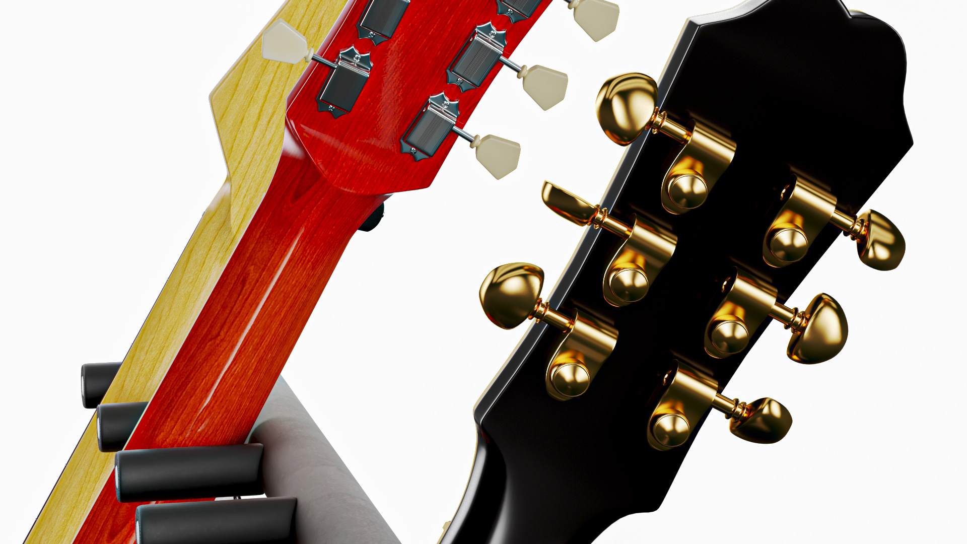 Multiple Guitar Rack Stand with Guitars 3D model