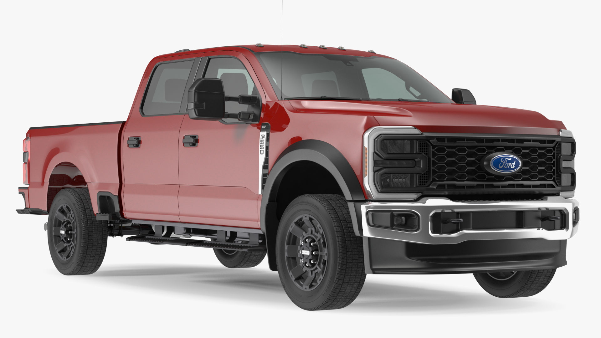 Red Pickup Ford Super Duty F550 Simple Interior 3D