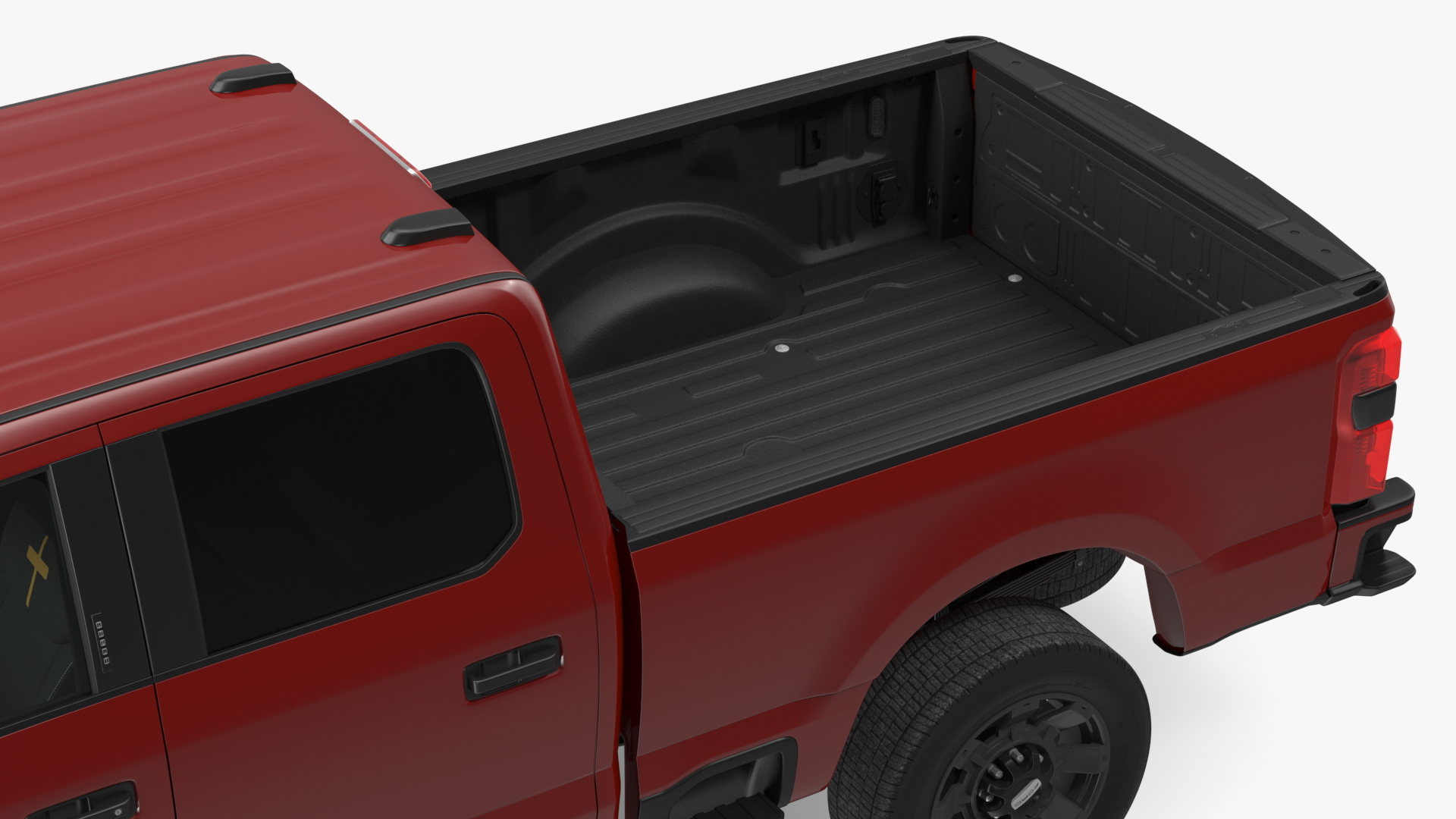 Red Pickup Ford Super Duty F550 Simple Interior 3D