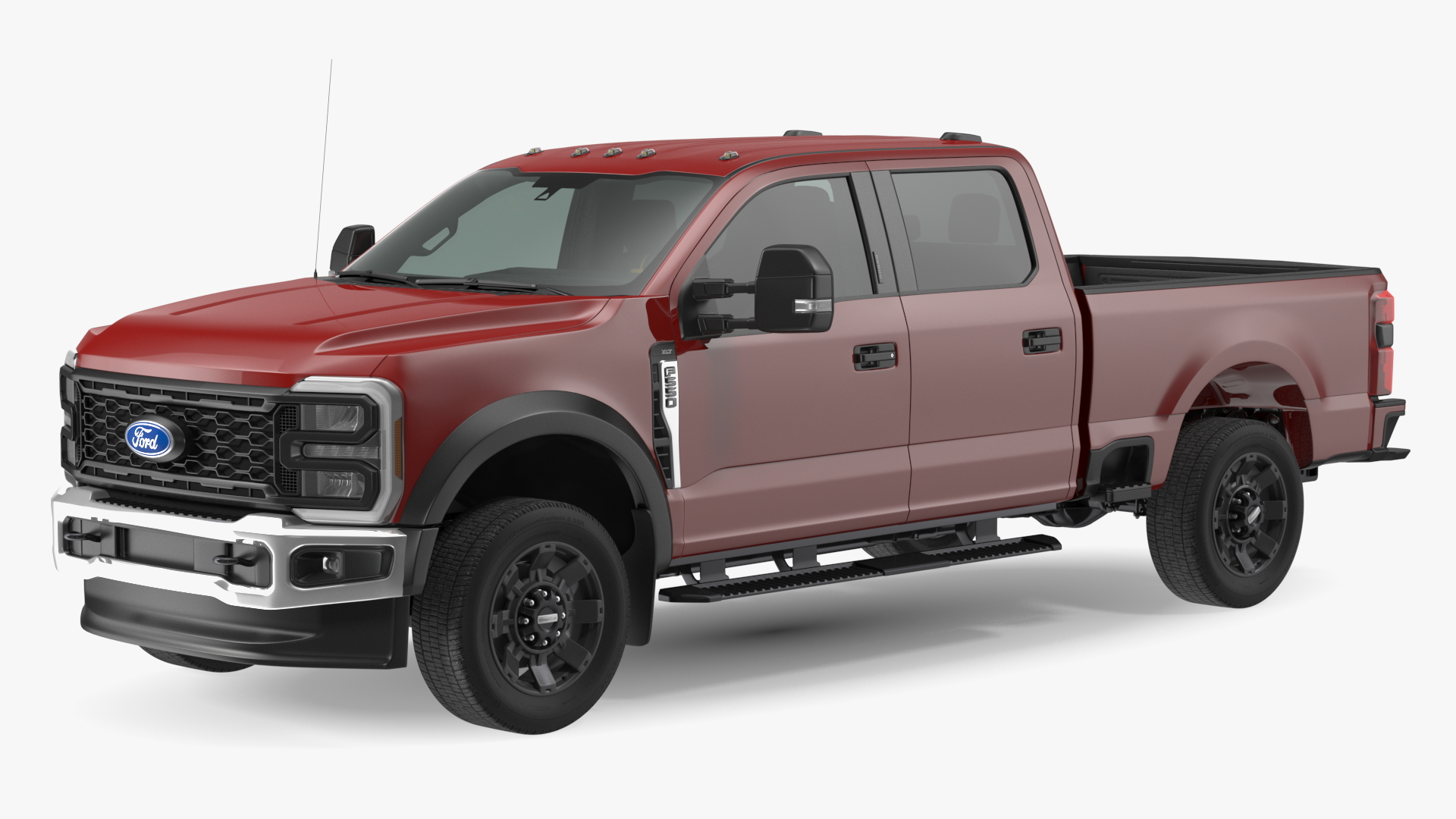 Red Pickup Ford Super Duty F550 Simple Interior 3D