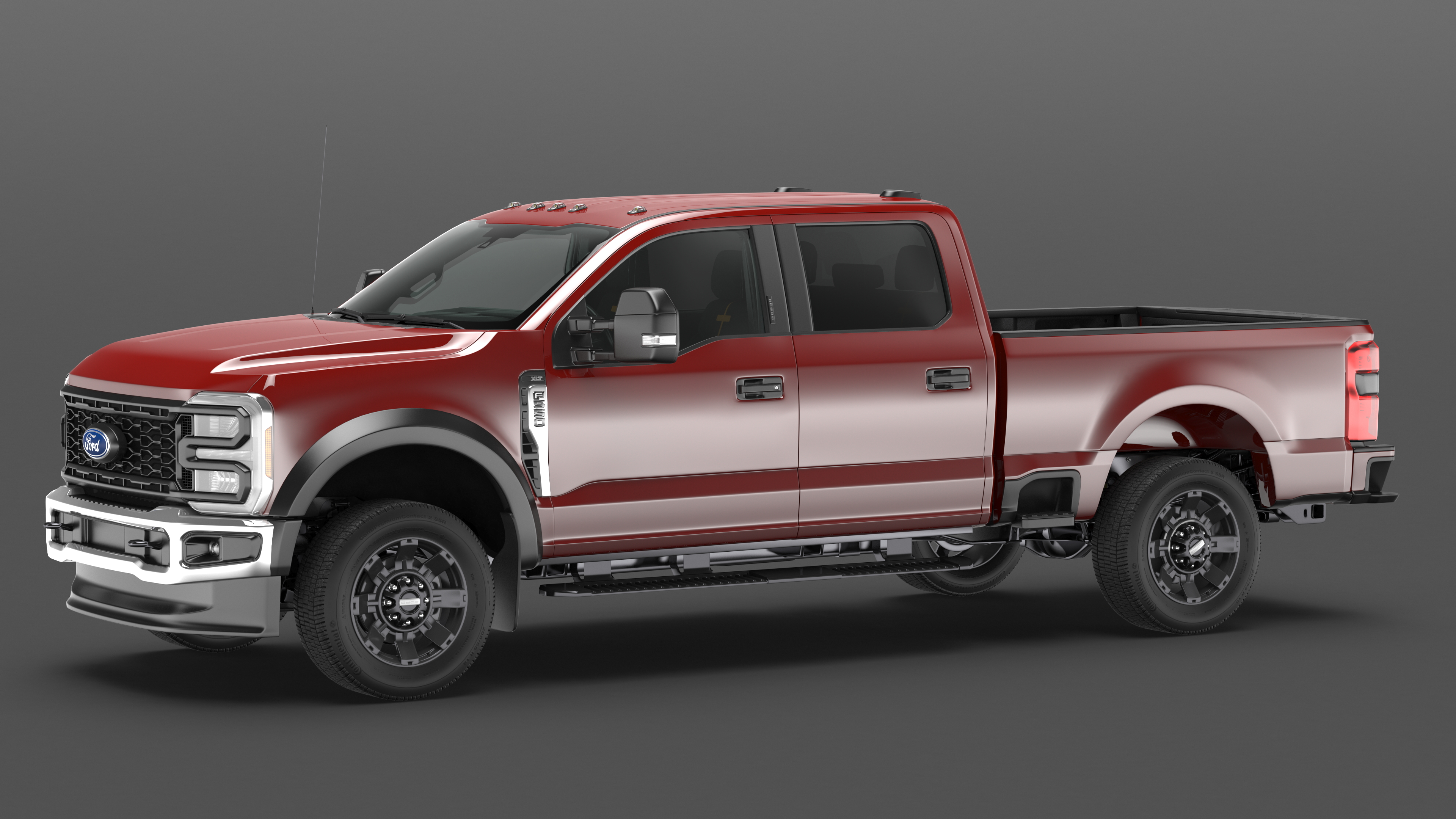 Red Pickup Ford Super Duty F550 Simple Interior 3D