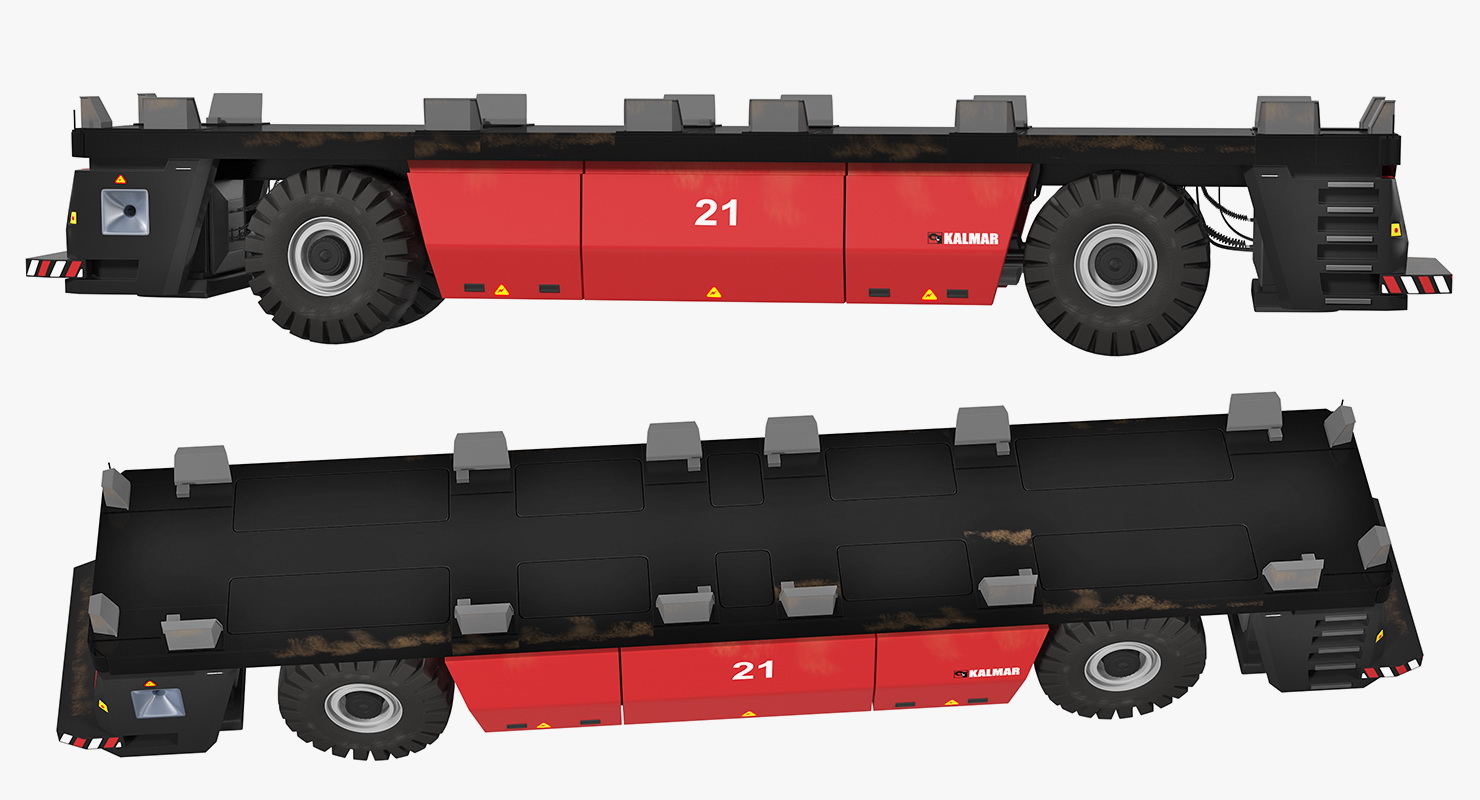 Kalmar AGV Fastcharge Straddle Carrier with 20ft ISO Container Rigged 3D model