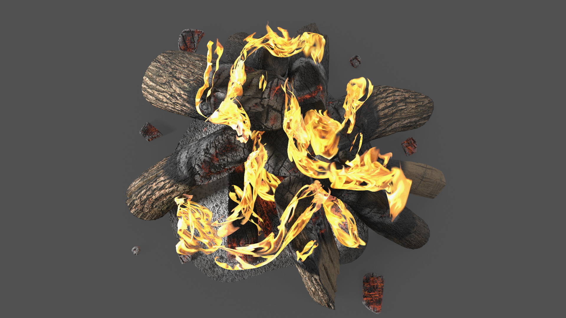 3D model Blazing Fire of Logs