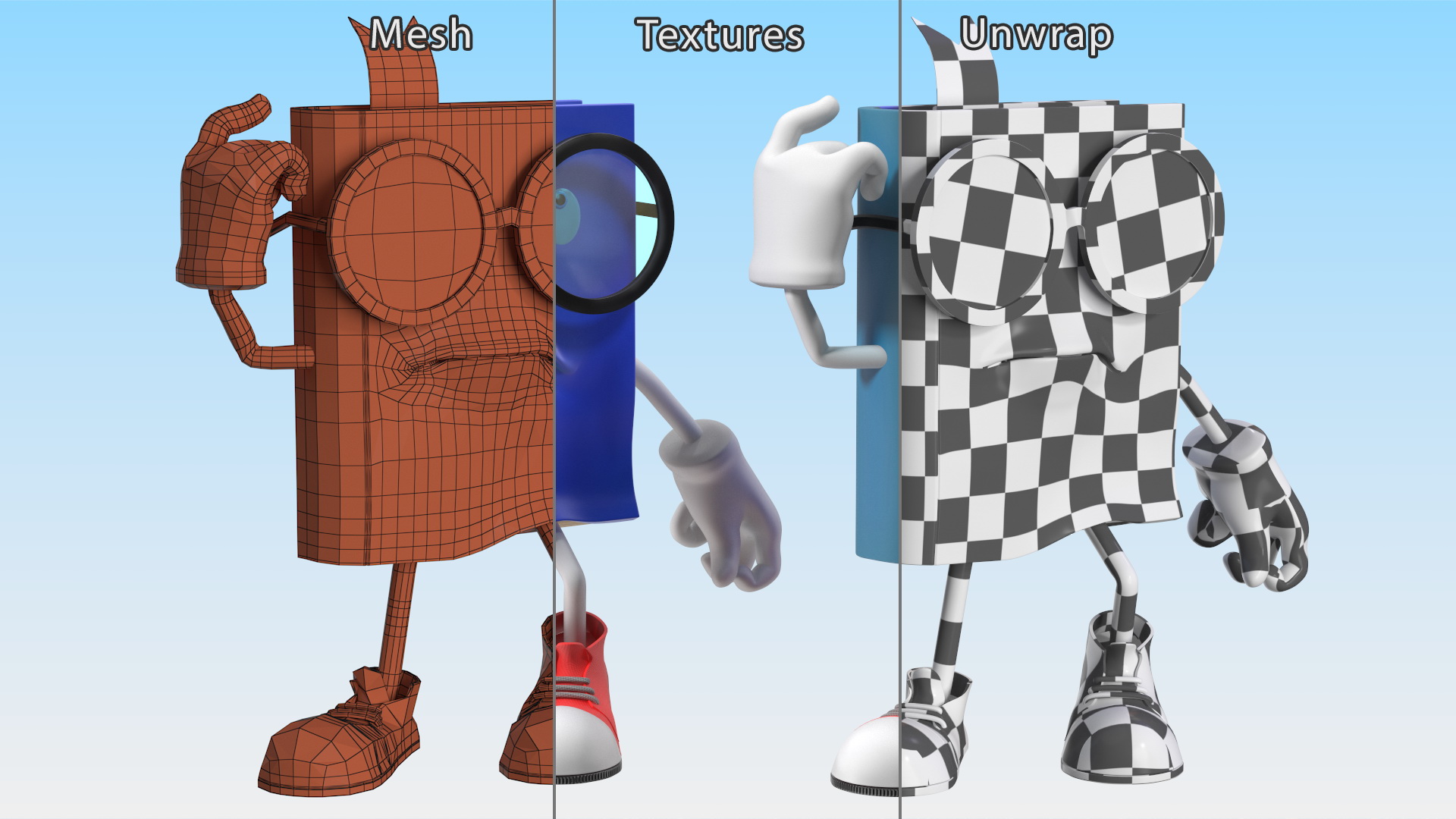 Character Blue Book Puzzled Pose 3D