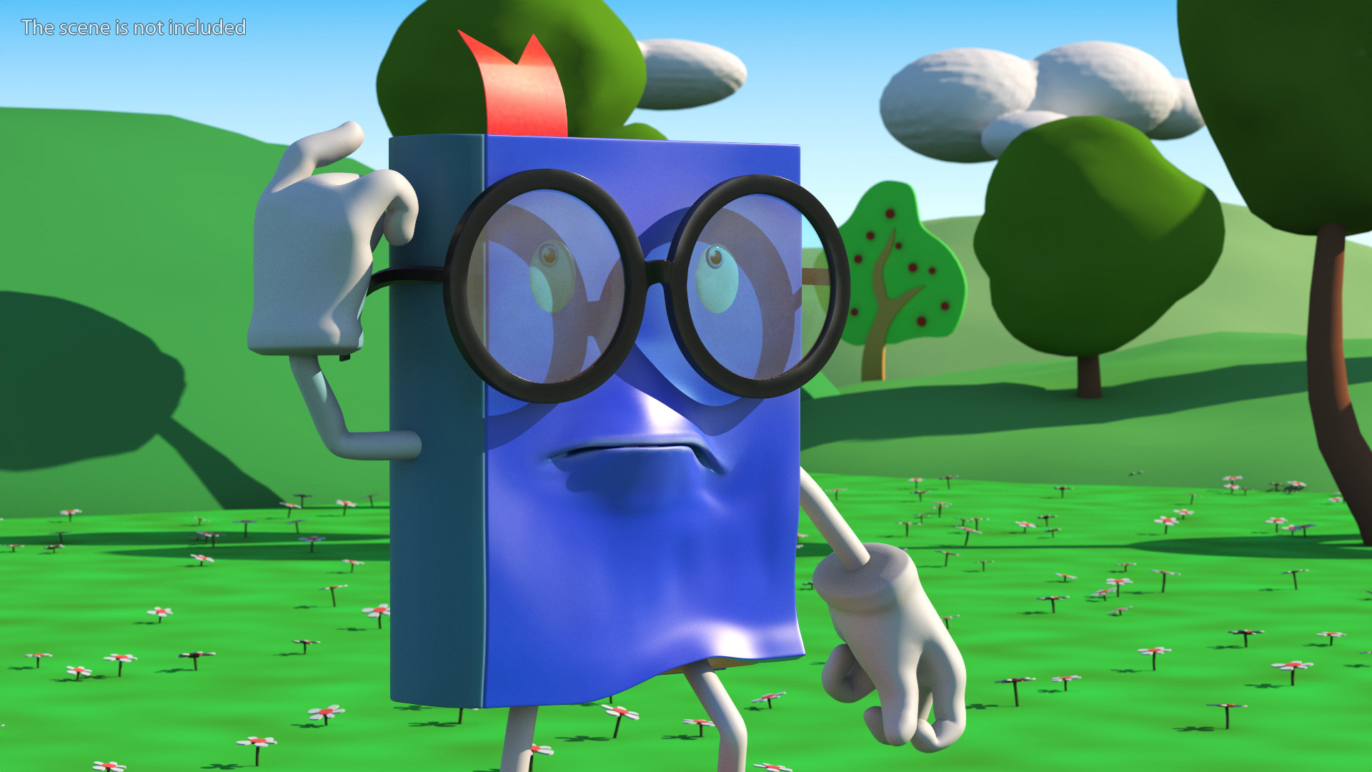 Character Blue Book Puzzled Pose 3D