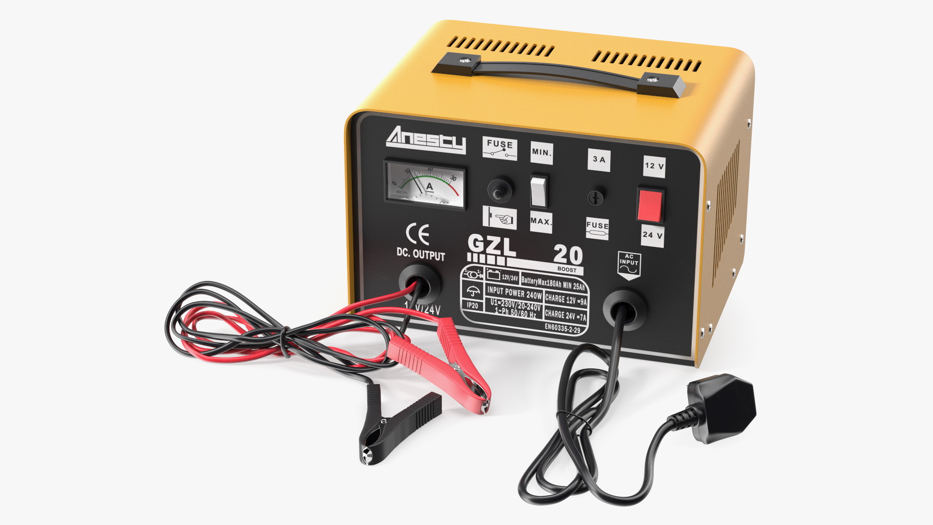 3D Car Battery Charger Anesty Yellow model