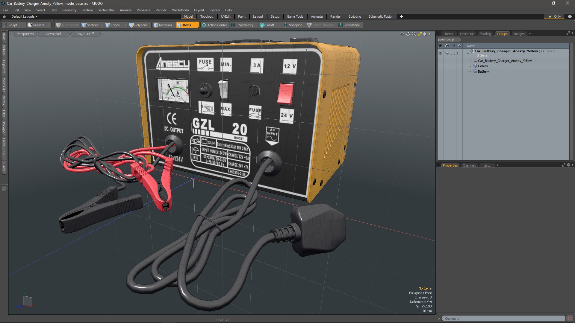 3D Car Battery Charger Anesty Yellow model