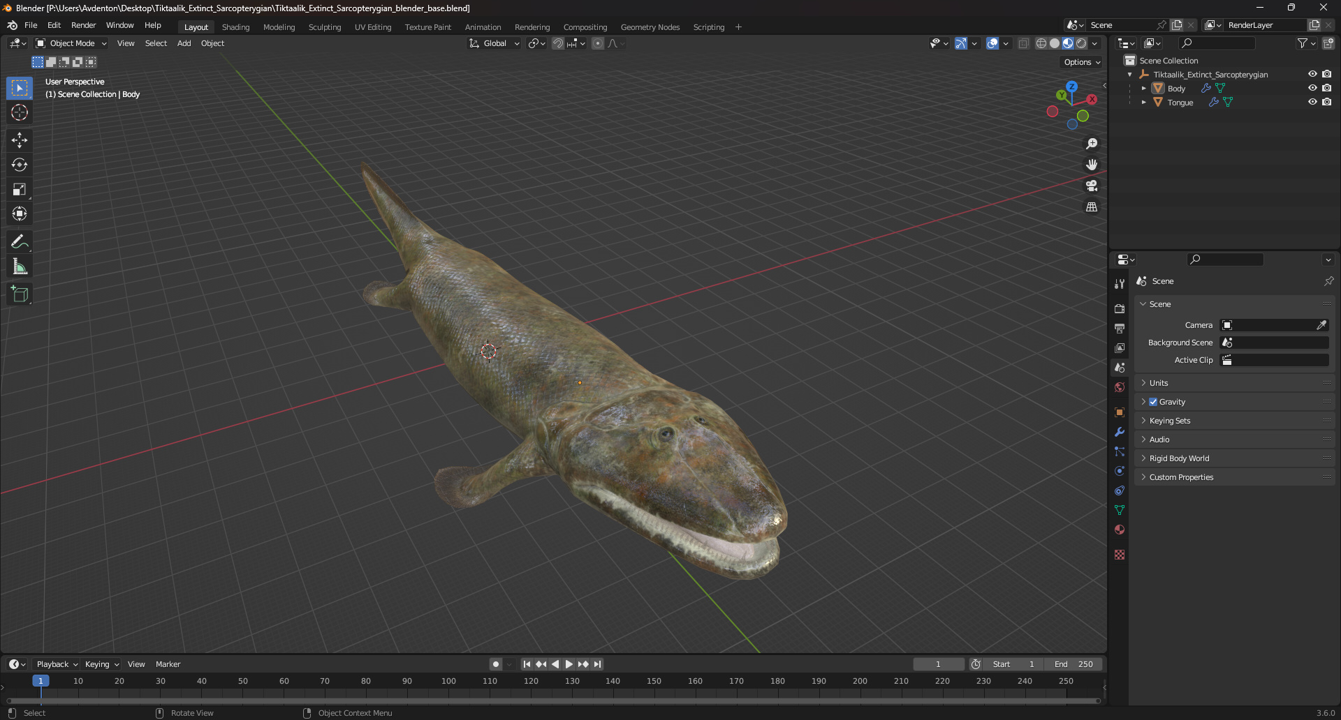 Tiktaalik Extinct Sarcopterygian 3D