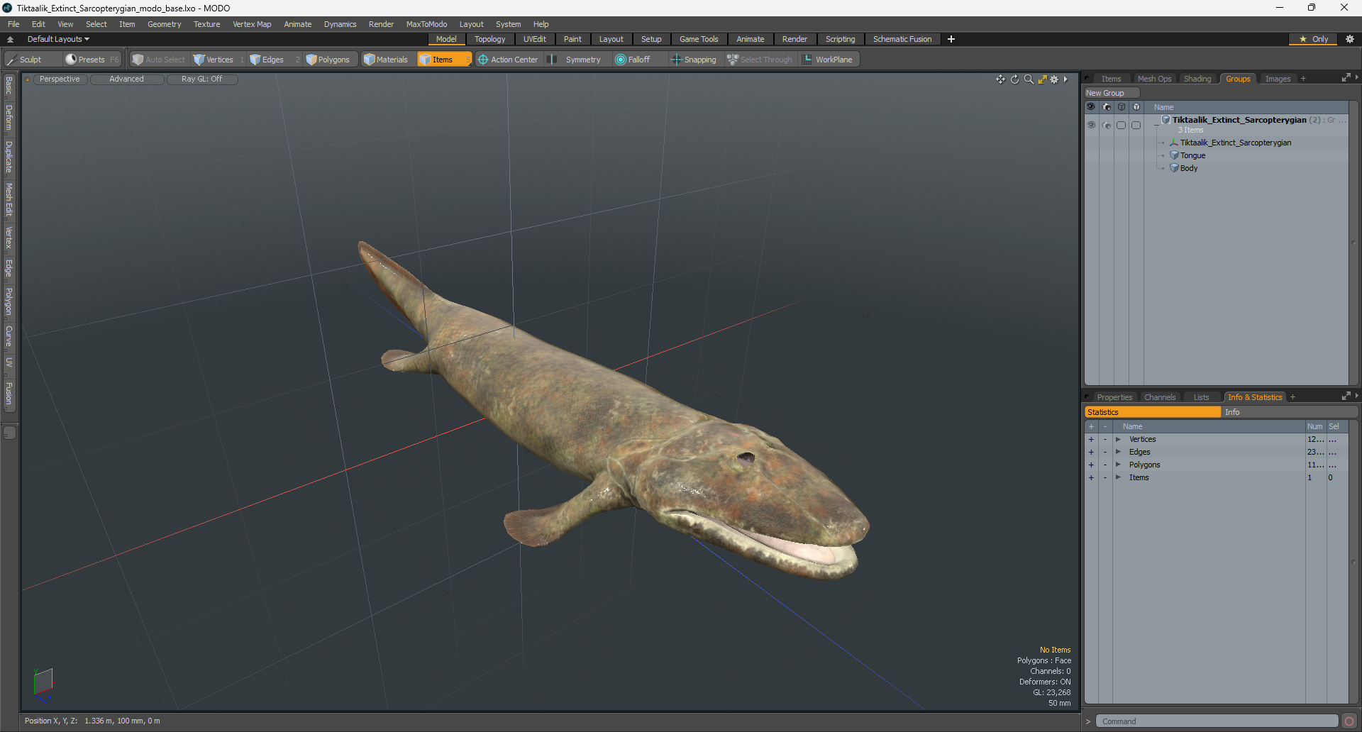 Tiktaalik Extinct Sarcopterygian 3D