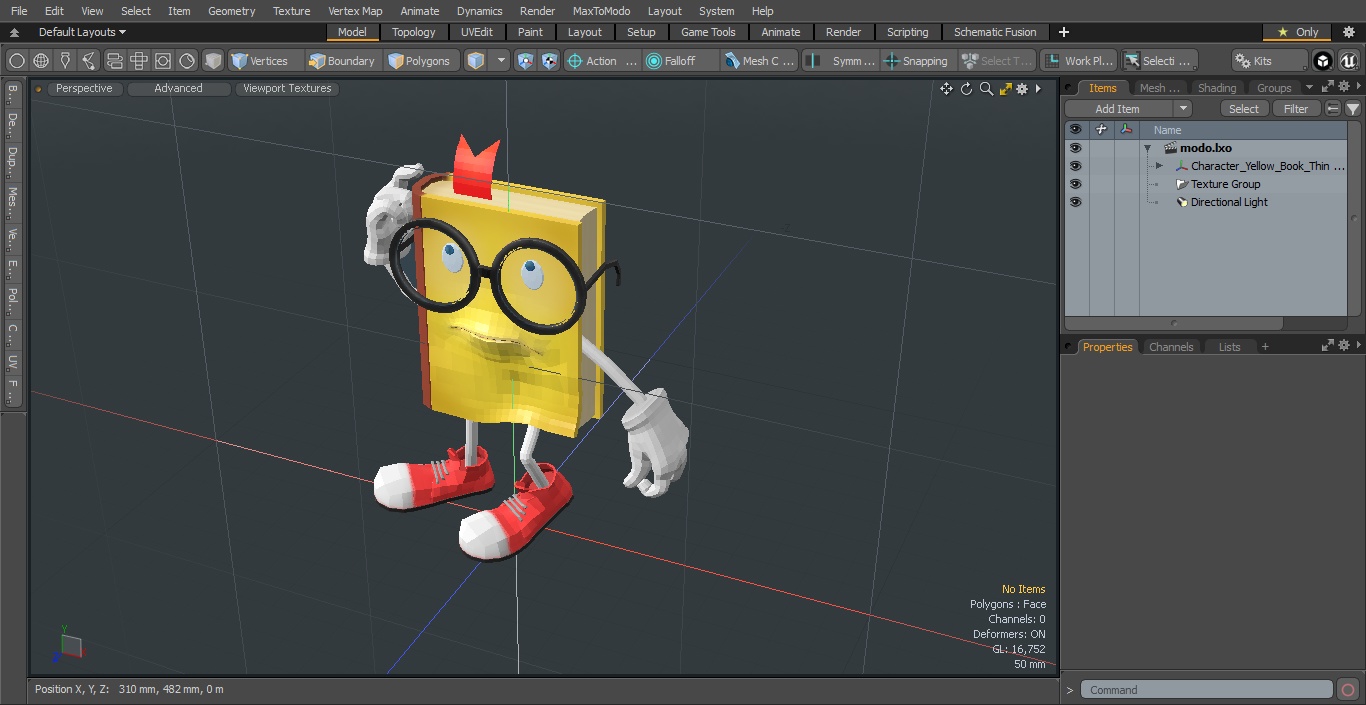 3D model Character Yellow Book Thinking Pose