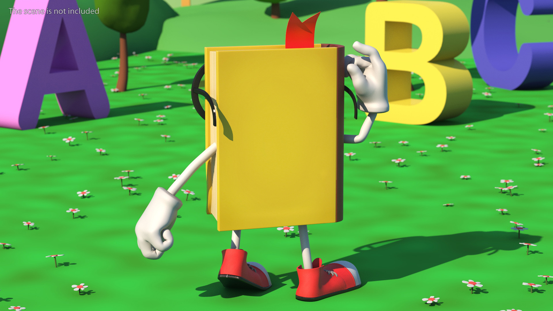 3D model Character Yellow Book Thinking Pose