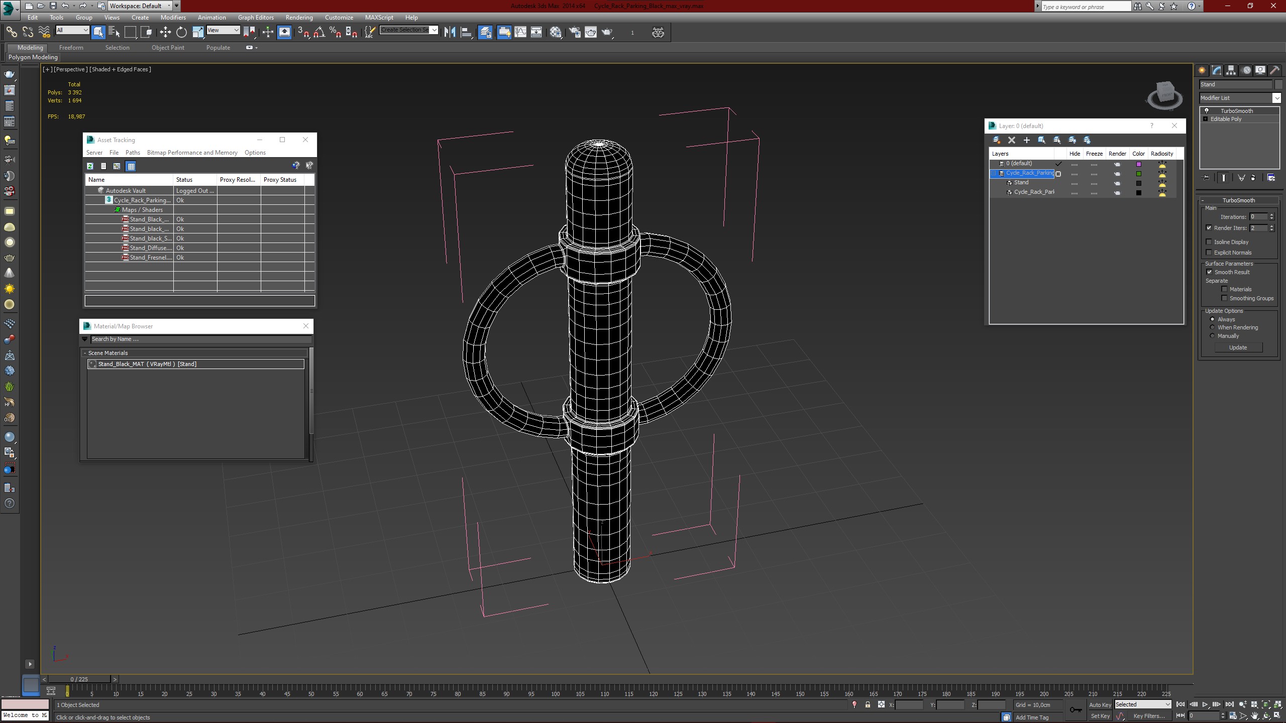 Cycle Rack Parking Black 3D model