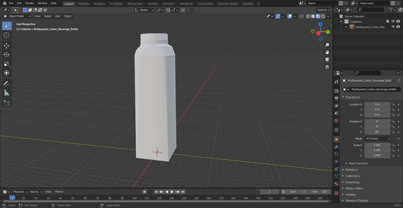 3D model Multilayered Carton Beverage Bottle