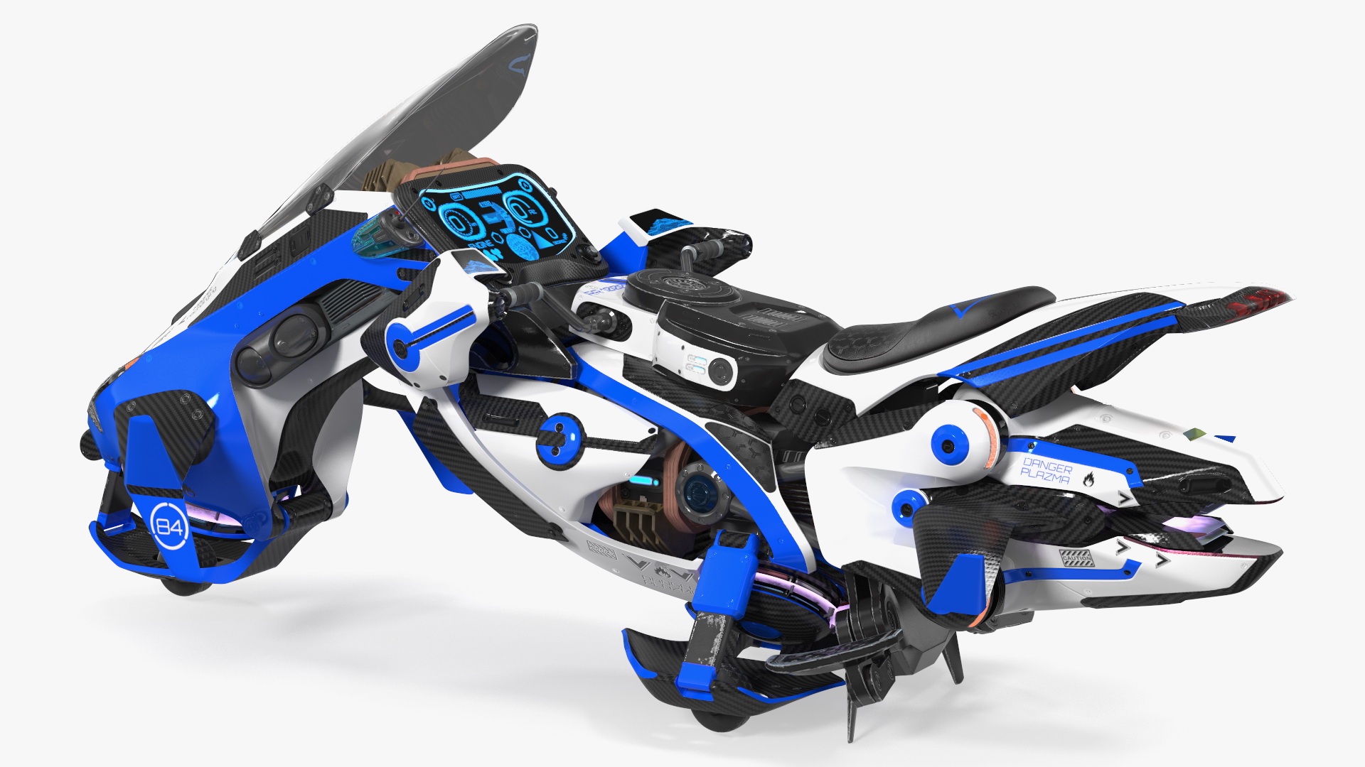 Scifi Fly Motorcycle Police Rigged 3D model