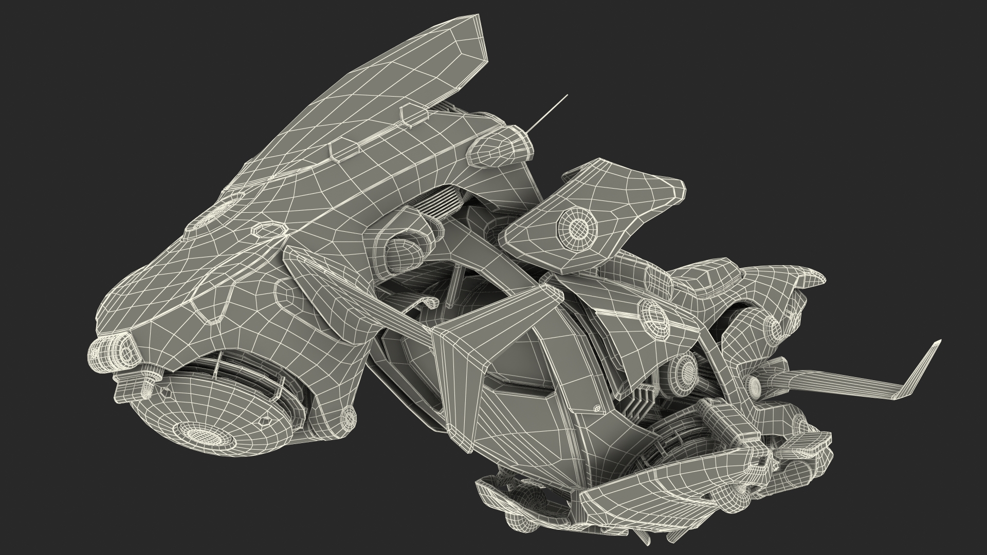 Scifi Fly Motorcycle Police Rigged 3D model