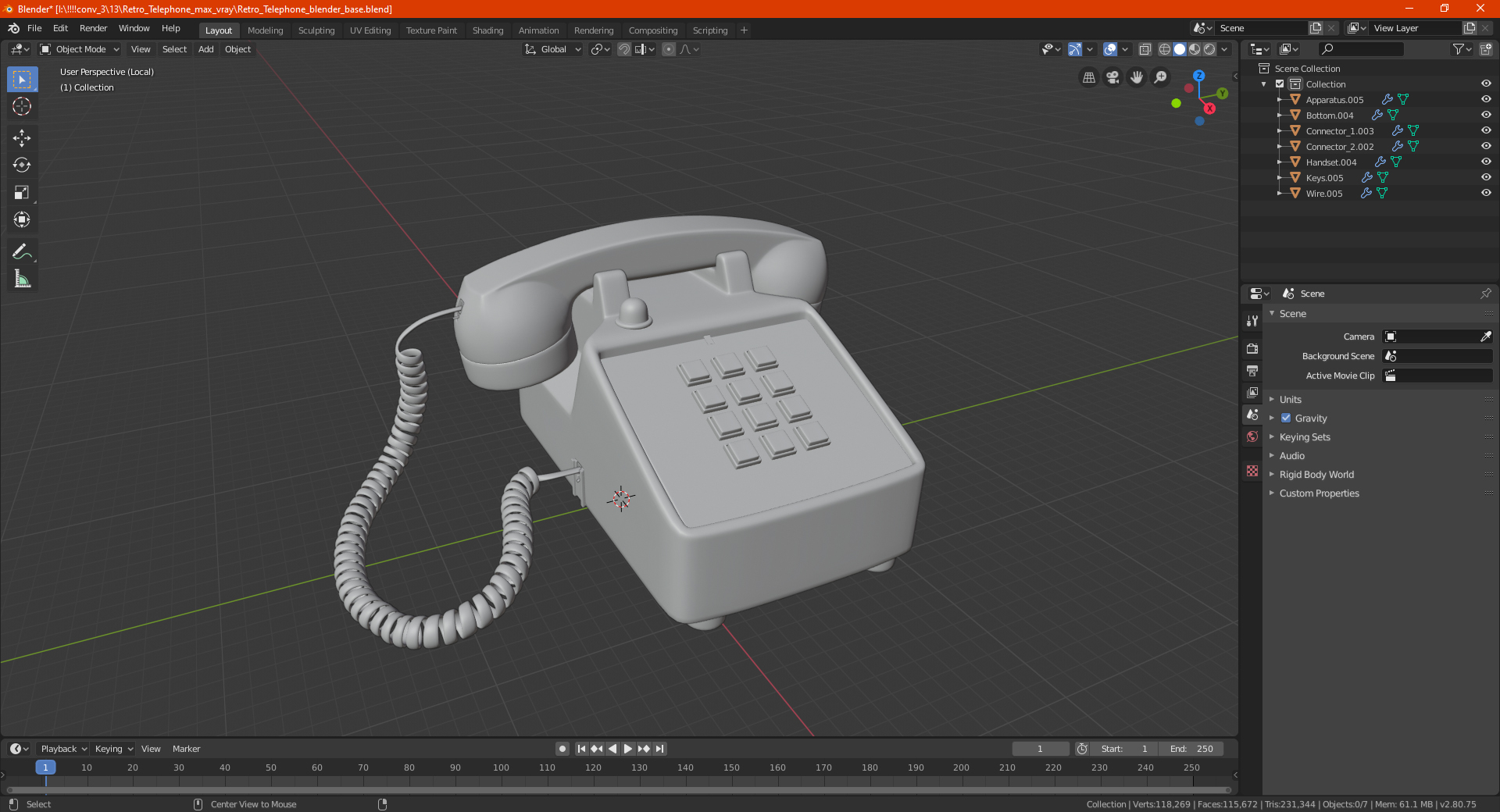 3D model Retro Telephone