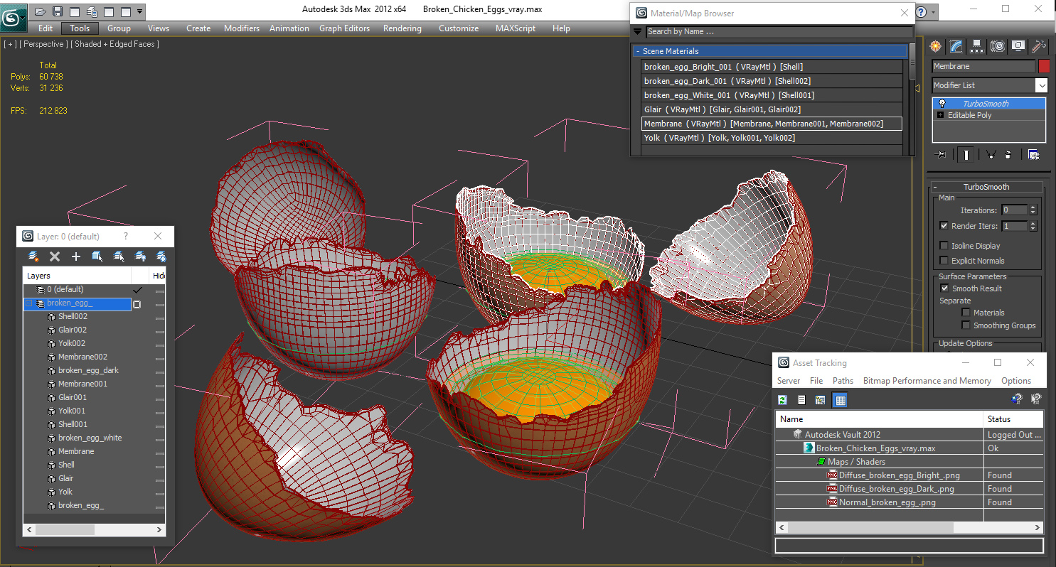 Broken Chicken Eggs 3D model