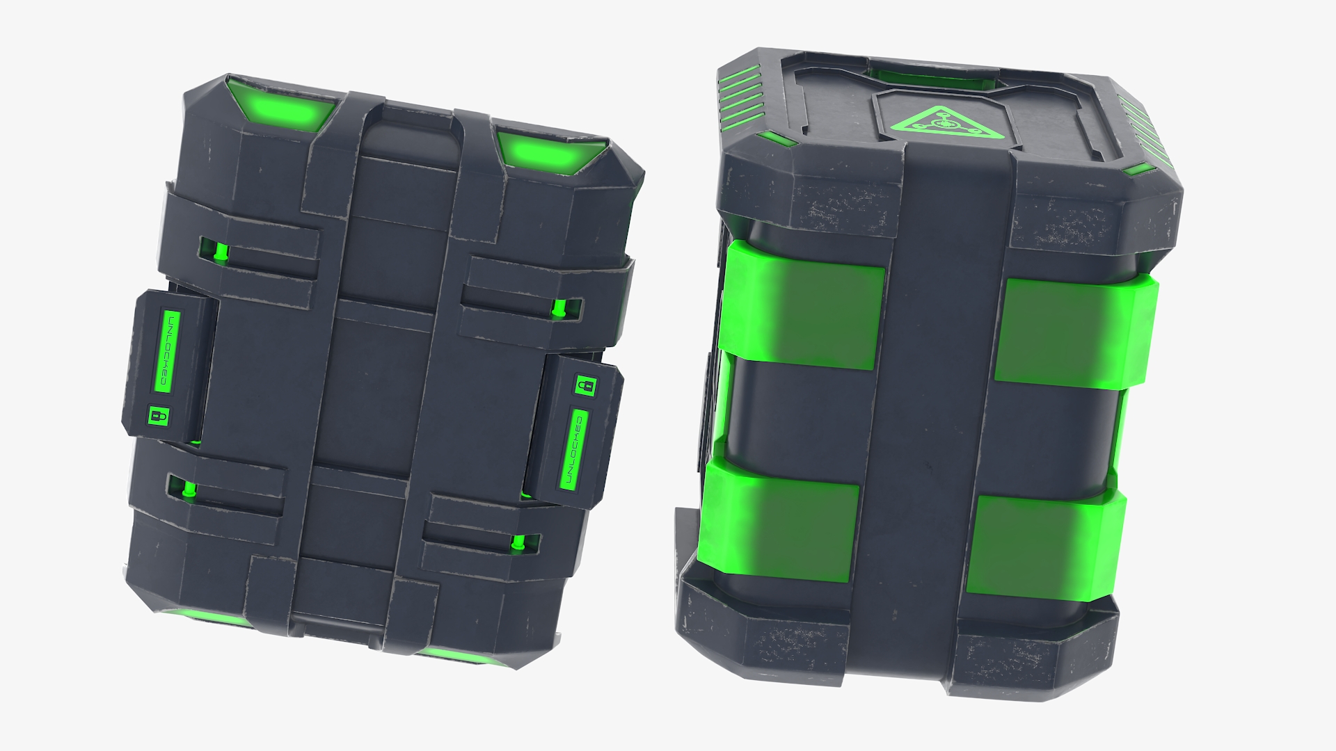 3D model Futuristic Container with Combat Helmets