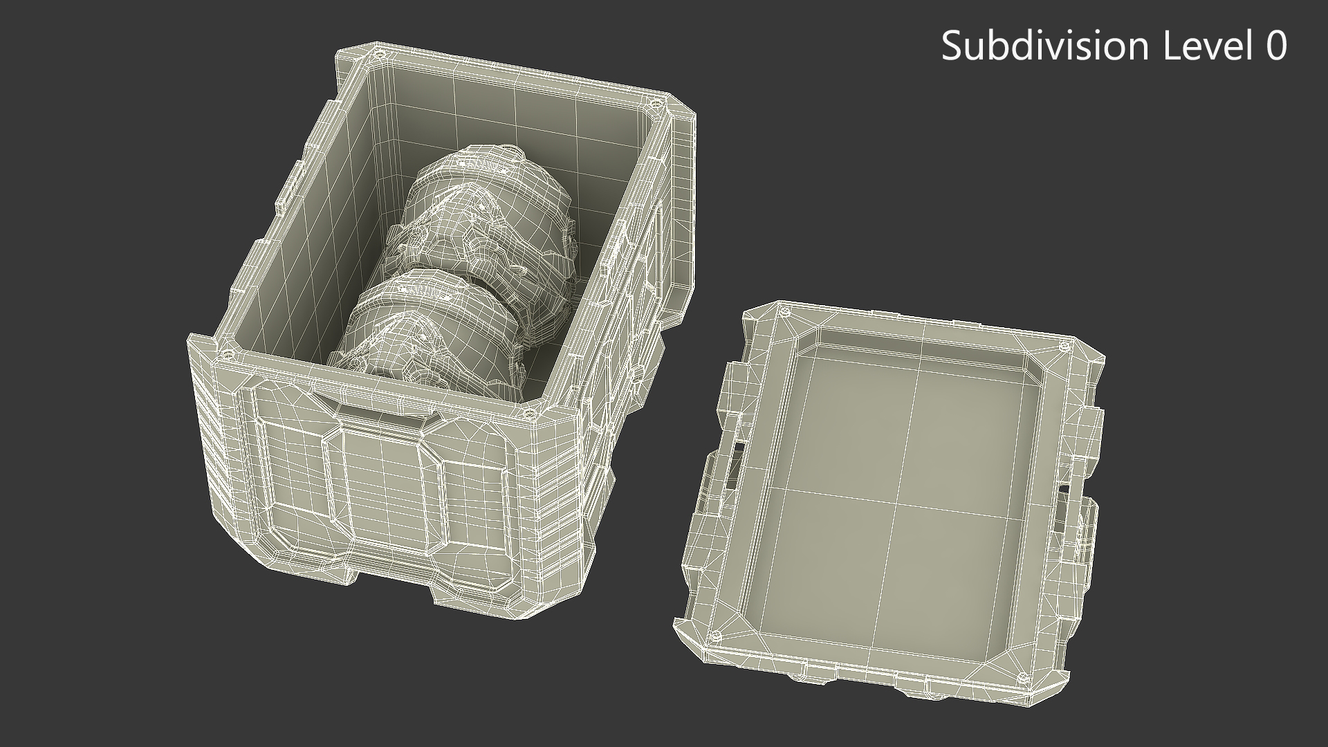 3D model Futuristic Container with Combat Helmets