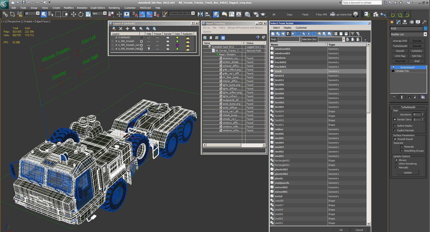 All Terrain Tractor Truck Baz 64022 Rigged 3D