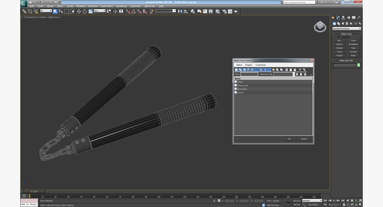 3D Karate Sticks model