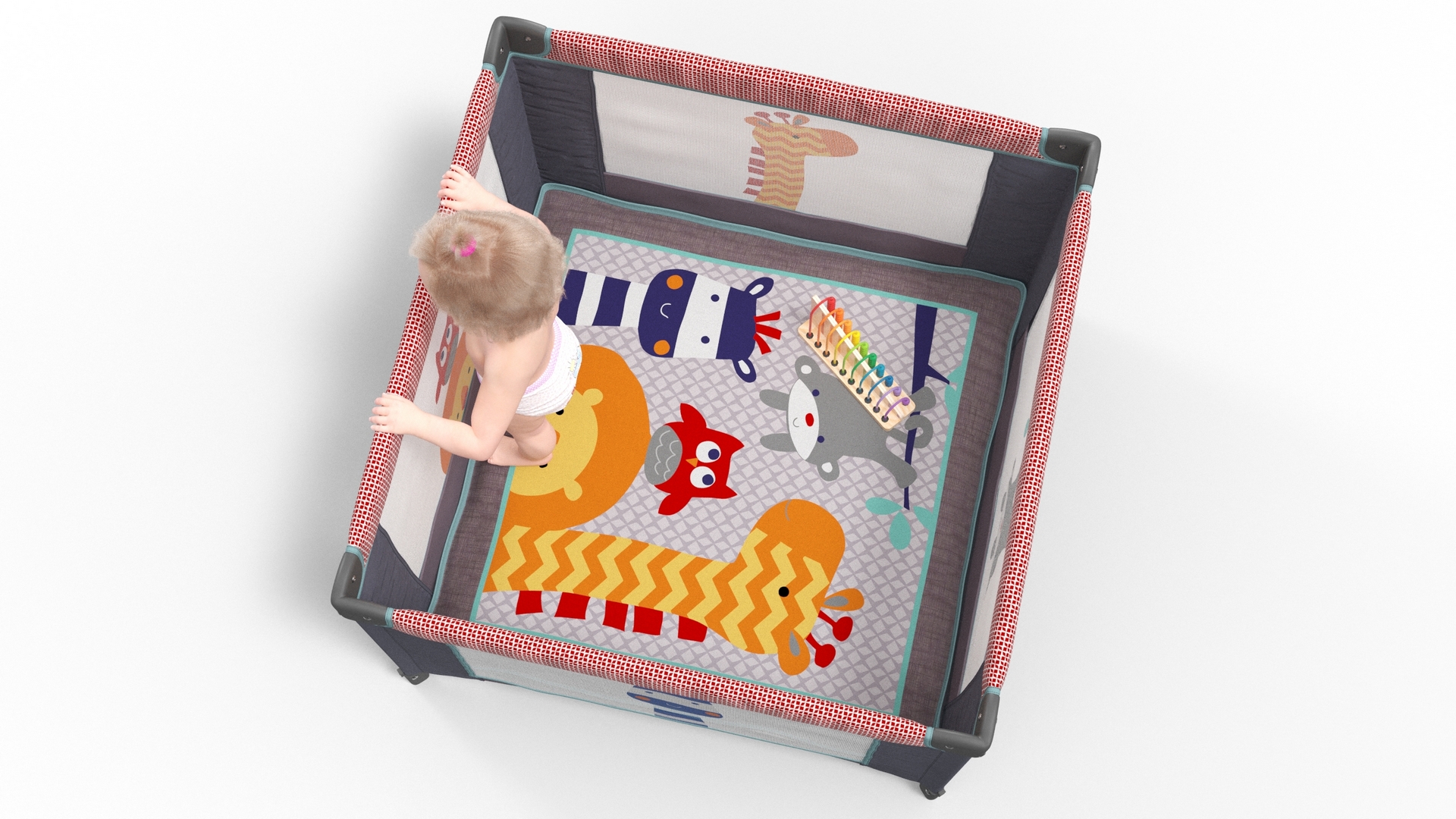 3D model Toddler Girl in Textile Playpen Fur