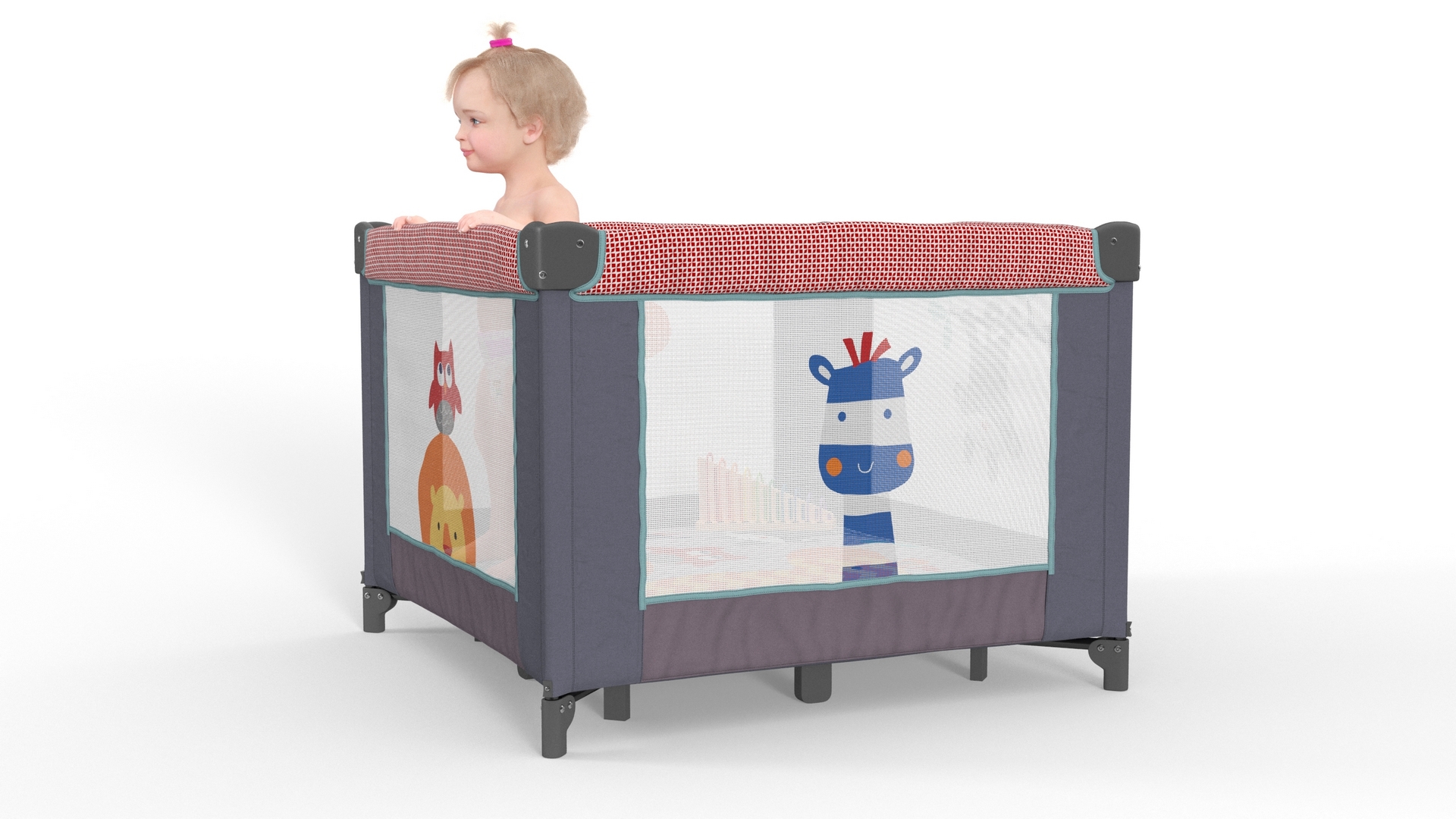 3D model Toddler Girl in Textile Playpen Fur