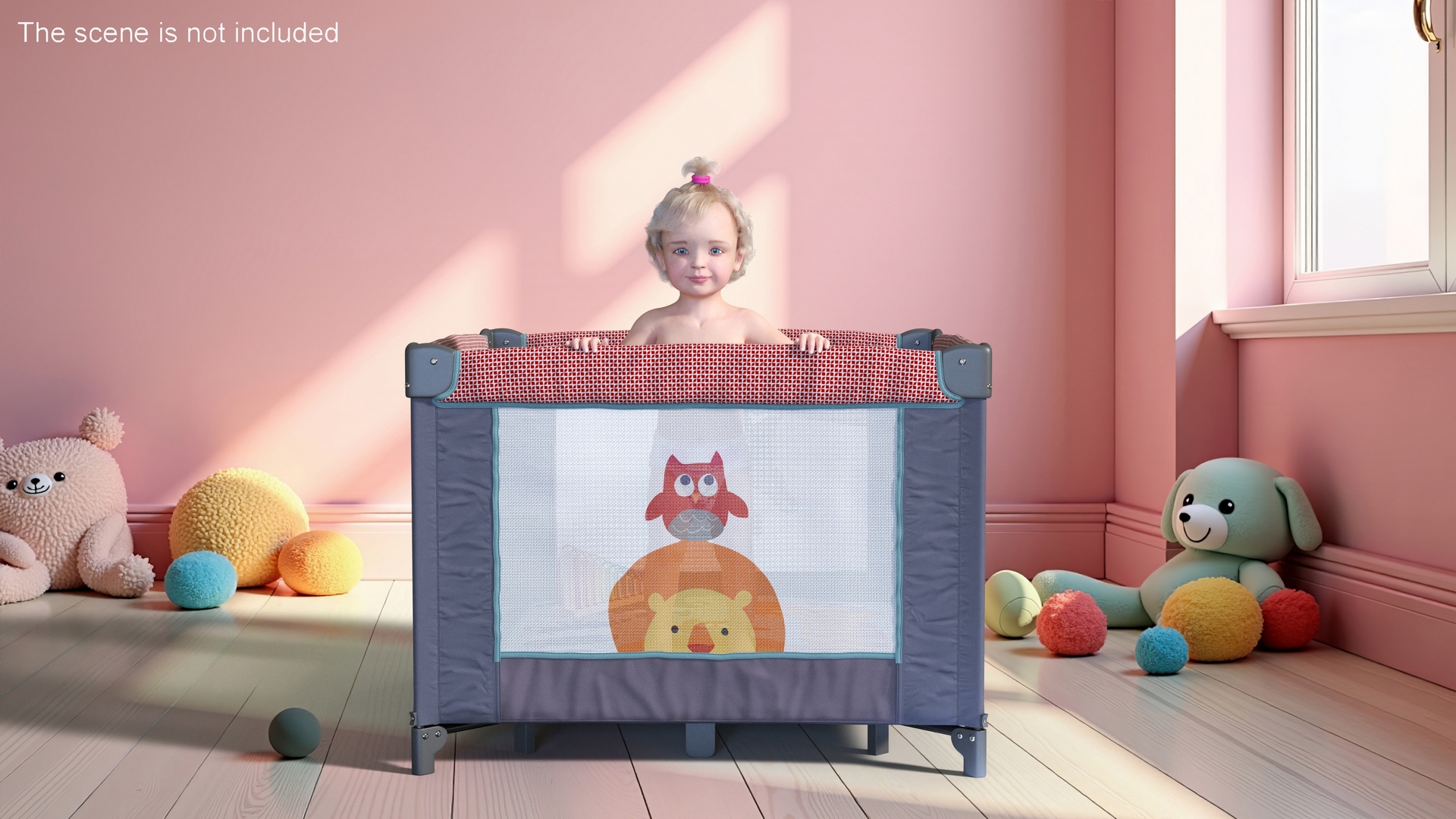 3D model Toddler Girl in Textile Playpen Fur