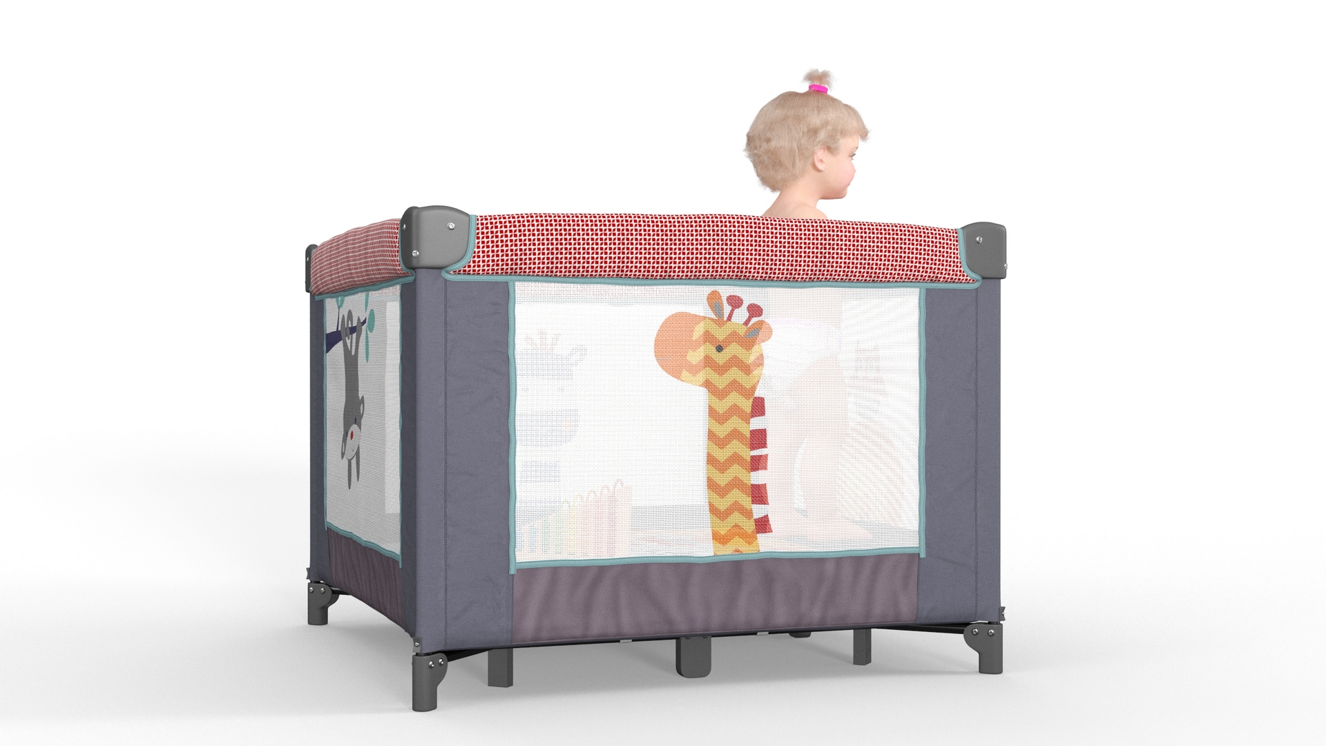 3D model Toddler Girl in Textile Playpen Fur