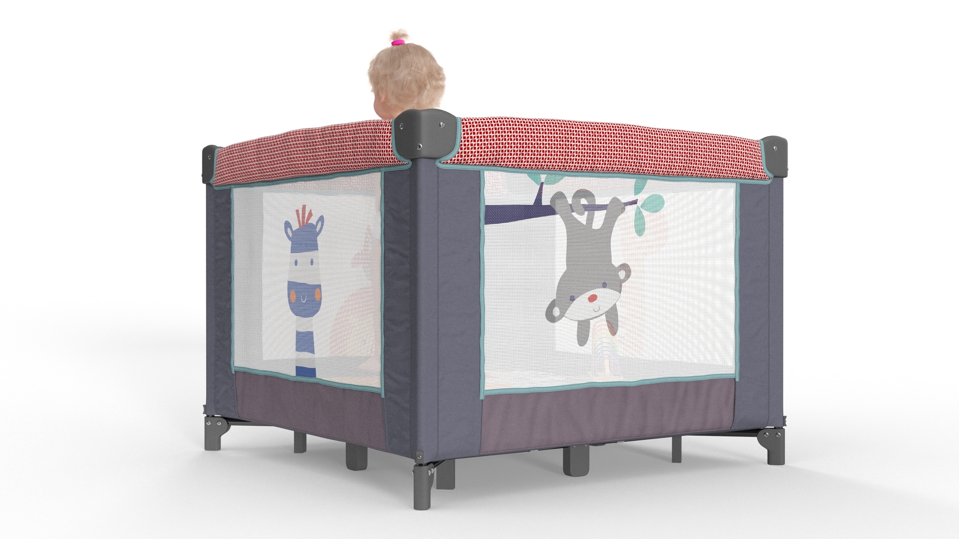 3D model Toddler Girl in Textile Playpen Fur