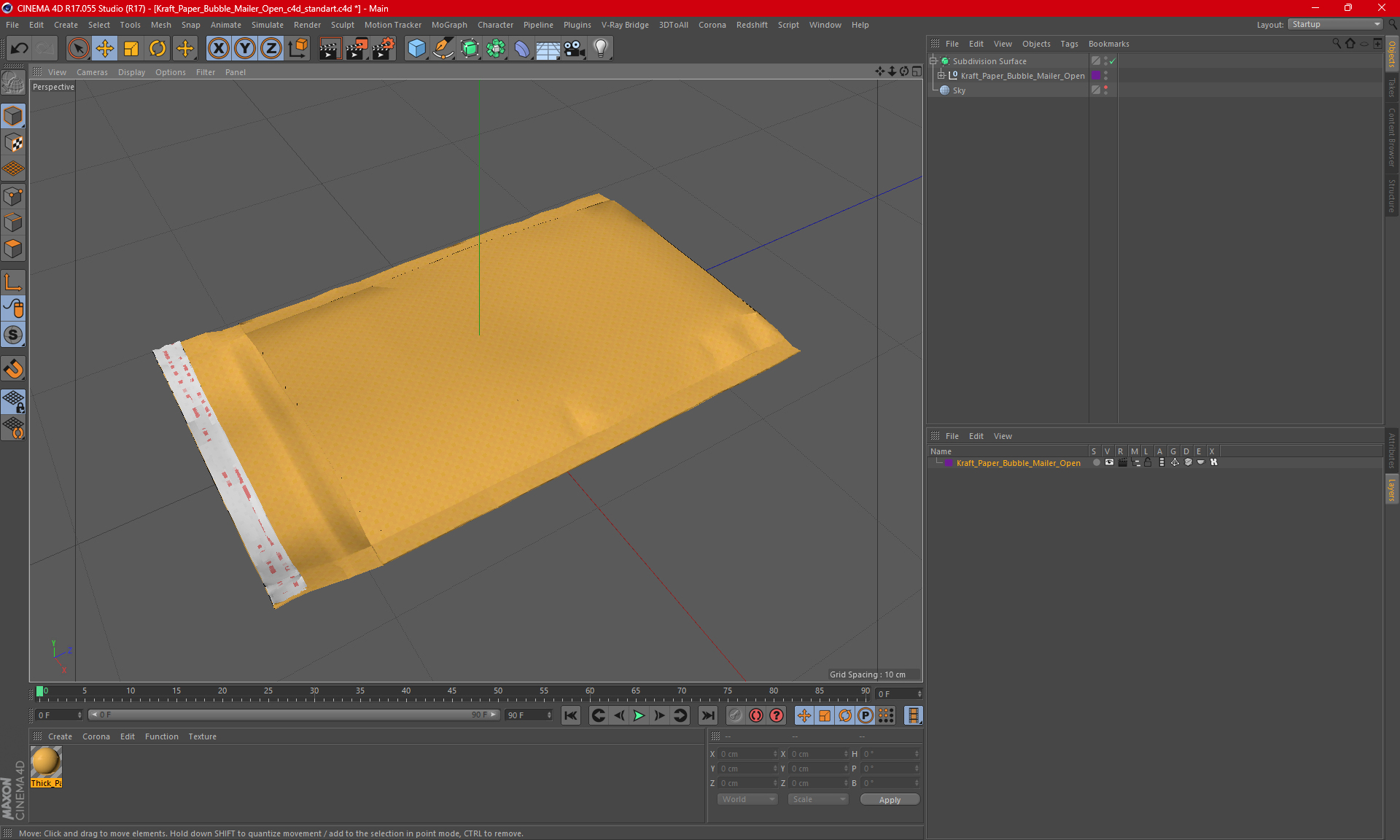 3D model Kraft Paper Bubble Mailer Open