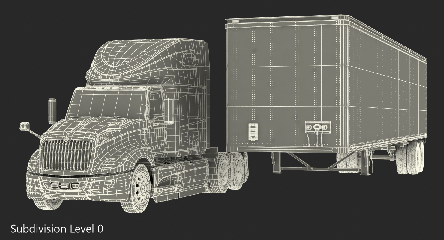 International LT625 with Semi Trailer 3D