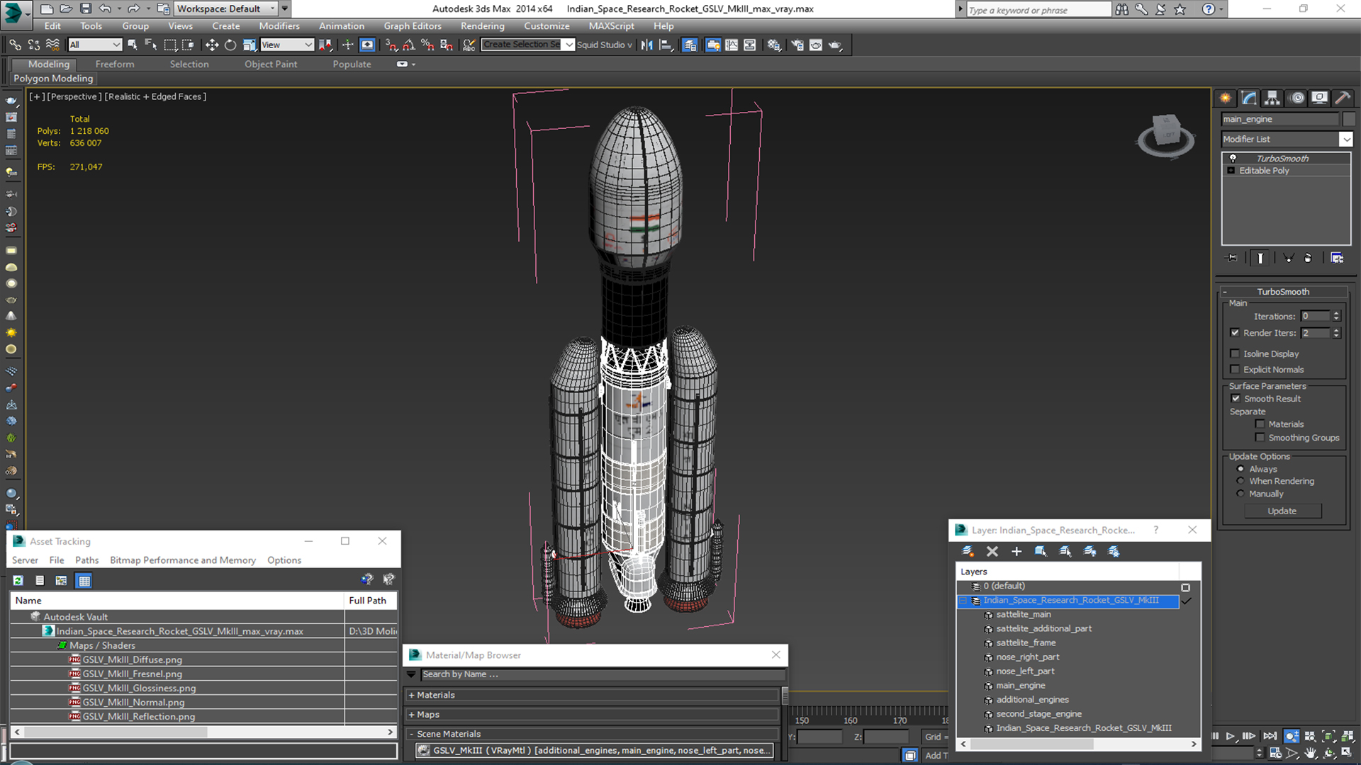 Indian Space Research Rocket GSLV MkIII 3D model