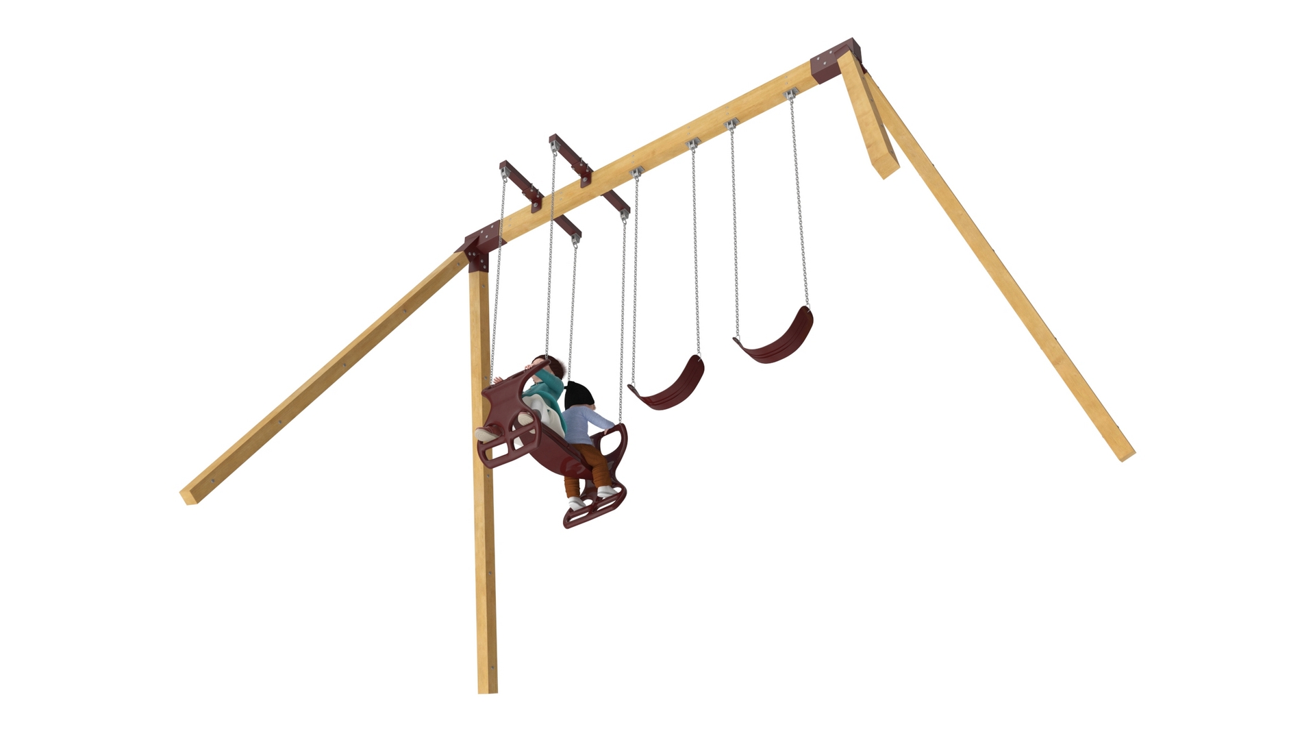 Toddler Children on Swing Fur 3D model