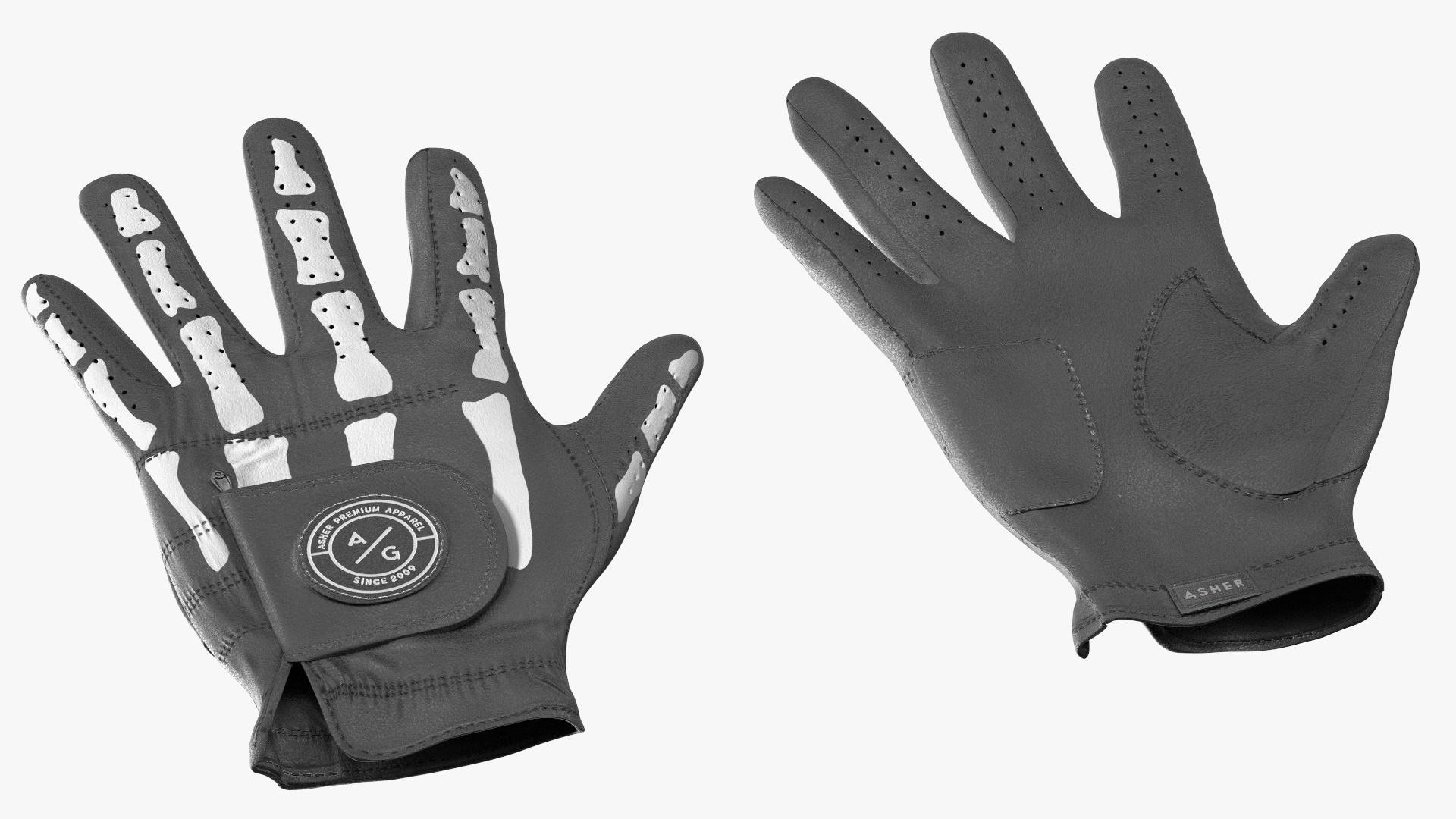 Lying Black Asher Premium Golf Gloves 3D