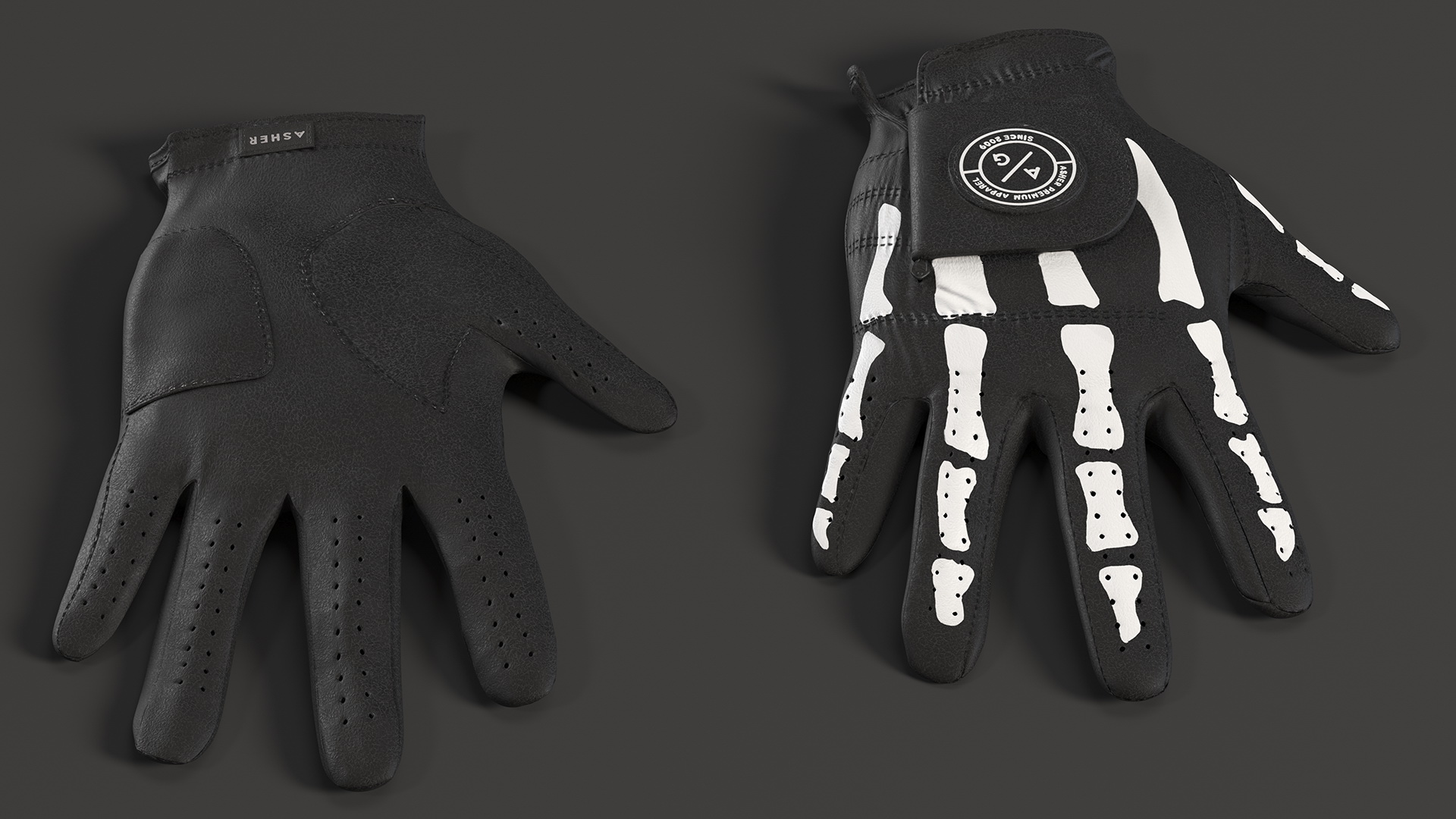 Lying Black Asher Premium Golf Gloves 3D